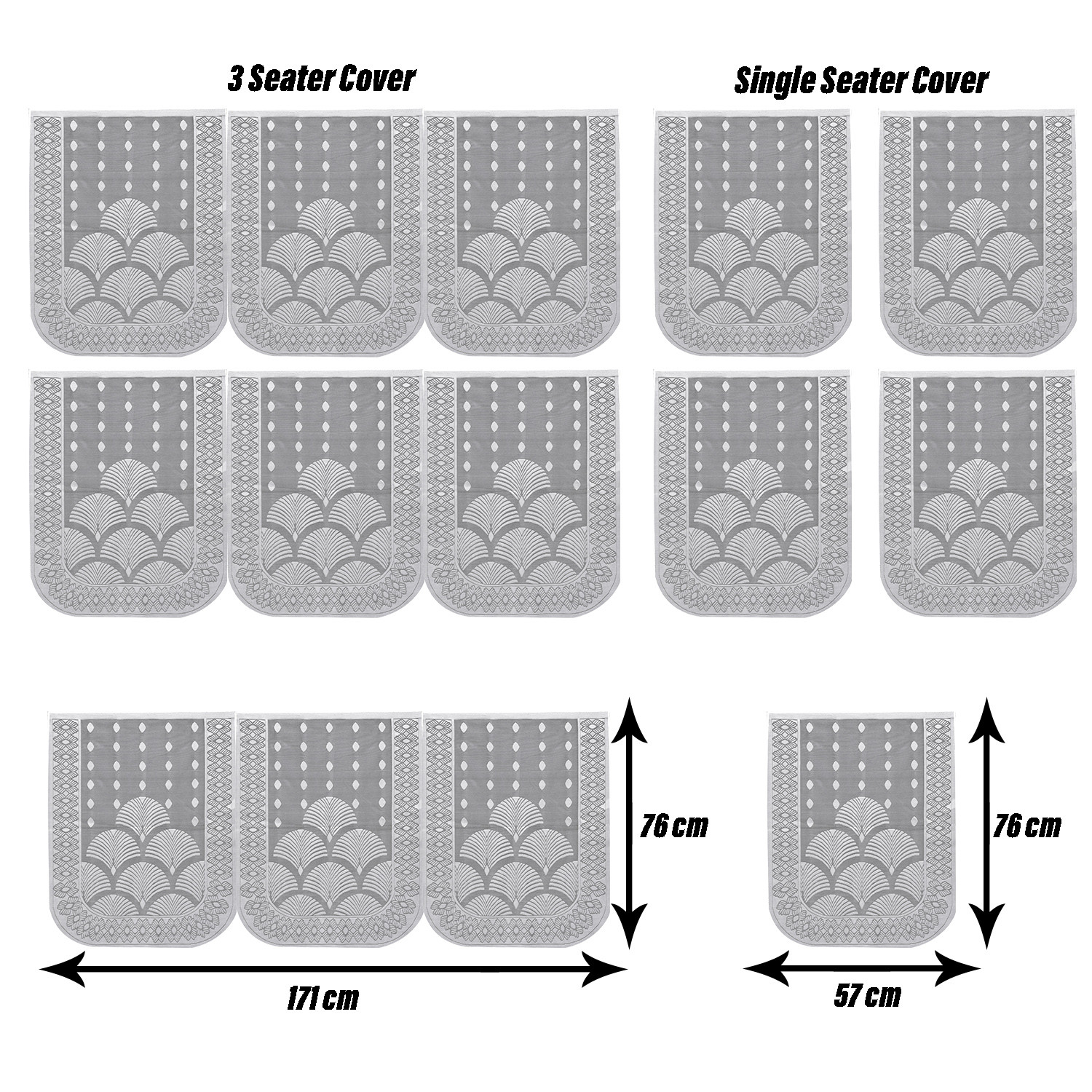 Kuber Industries Sofa Cover | Cotton Net Rainbow Sofa Cover | 5-Seater Sofa Cover for Home Decor | Sofa cover Set for Living room | White
