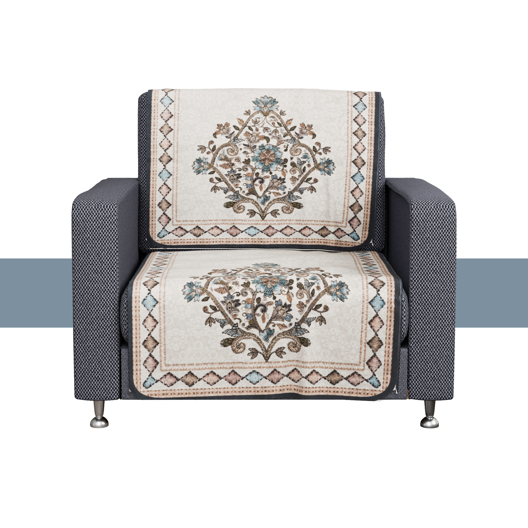 Kuber Industries Sofa Cover  Net  Sofa Slip Cover Set  Couch Sofa Cover Set  Sofa Cover for Home  Sofa Slipcover for Living Room  Flower Digital Embroidery Print-730  Green