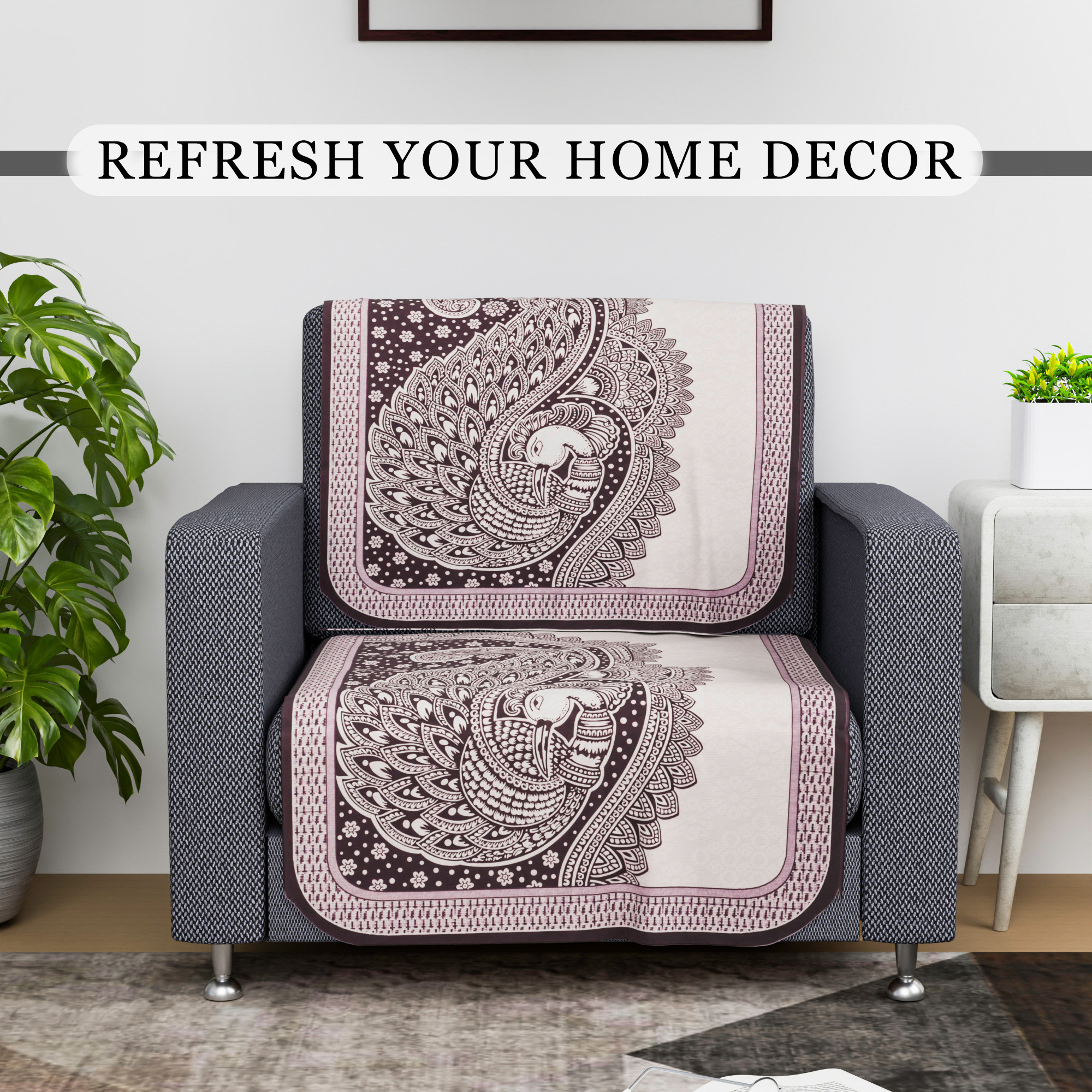 Kuber Industries Sofa Cover  Net  Sofa Slip Cover Set  Couch Sofa Cover Set  Sofa Cover for Home  Sofa Slipcover Set  Sofa Cover for Living Room  Mor Digital-837  Purple