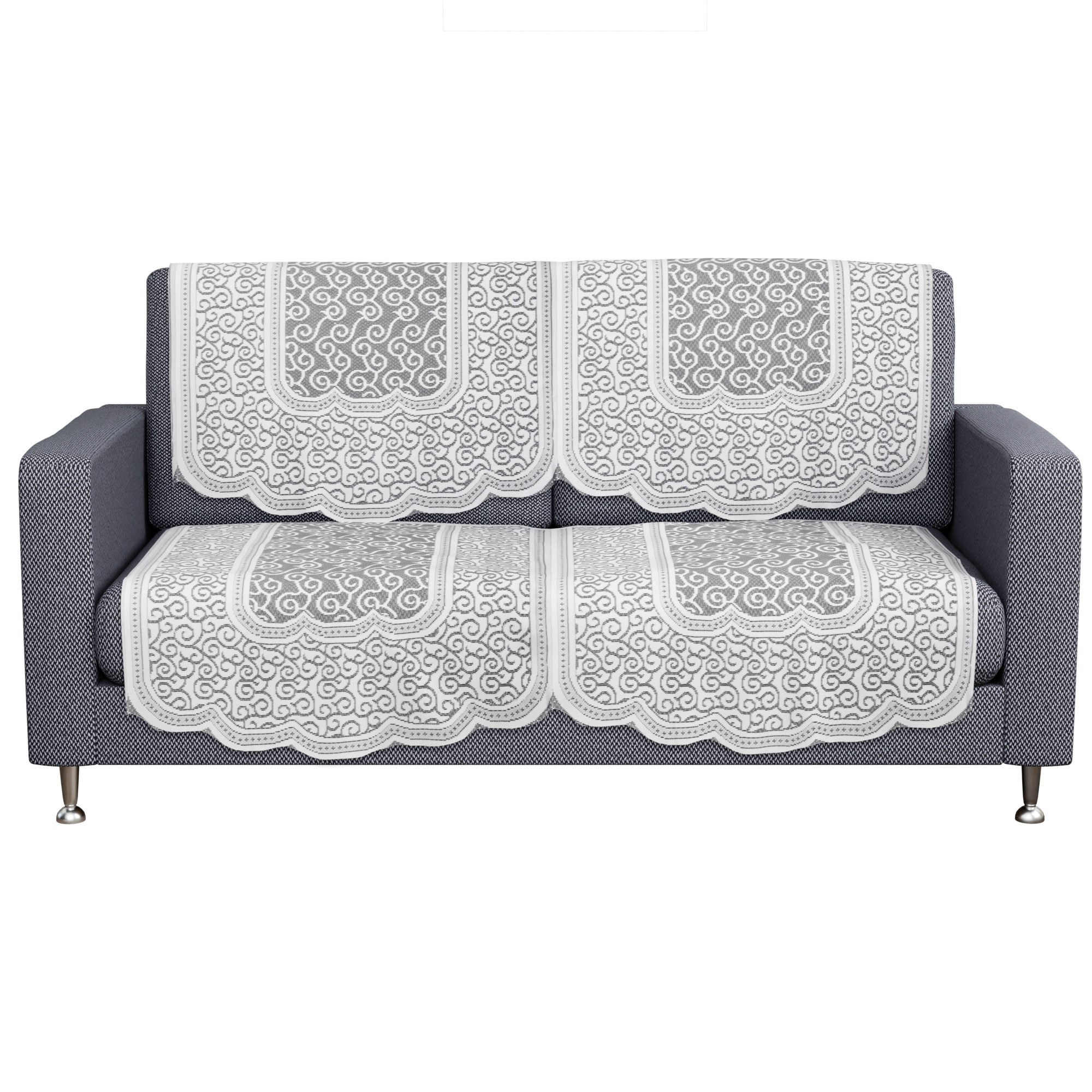 Kuber Industries Sofa Cover  Net  Sofa Slip Cover Set  Couch Sofa Cover Set  Sofa Cover for Home  Sofa Slipcover Set  Sofa Cover for Living Room  Zig Zag Printed  White