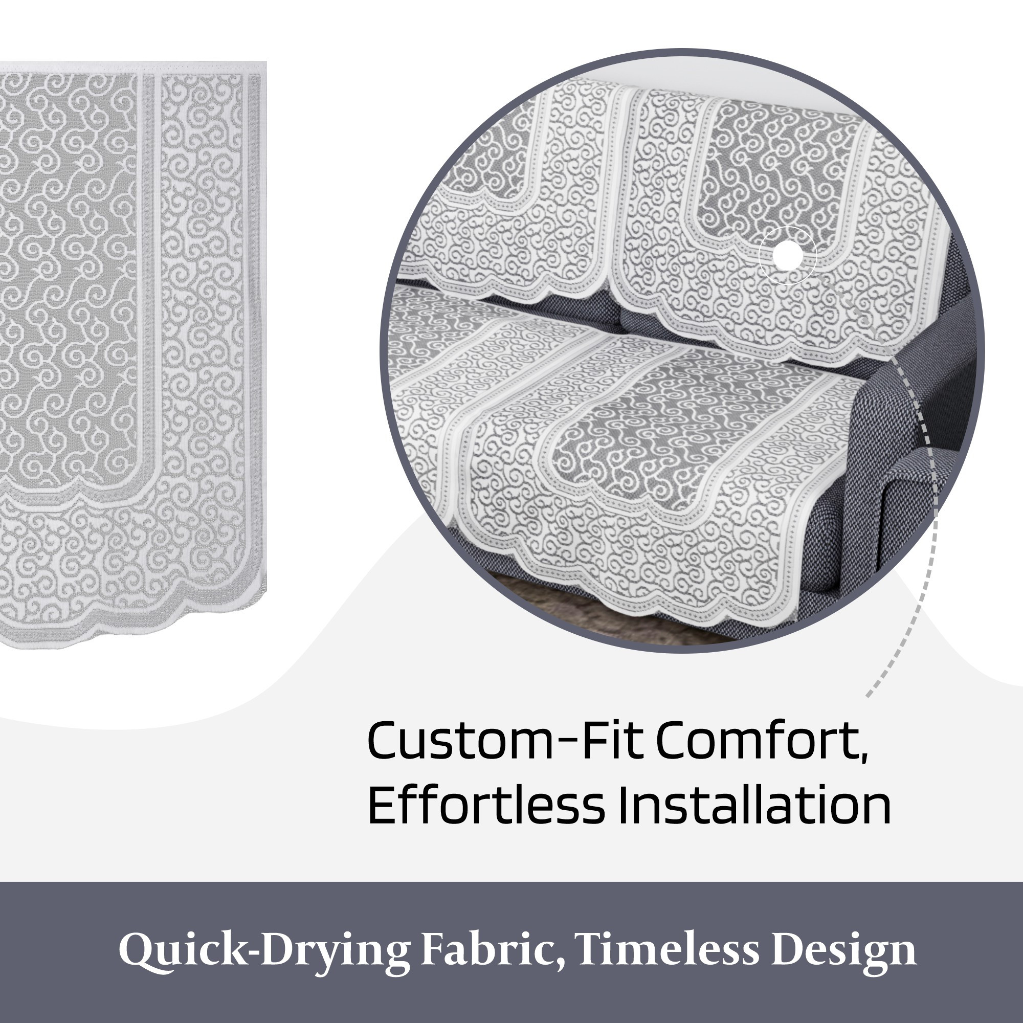 Kuber Industries Sofa Cover  Net  Sofa Slip Cover Set  Couch Sofa Cover Set  Sofa Cover for Home  Sofa Slipcover Set  Sofa Cover for Living Room  Zig Zag Printed  White