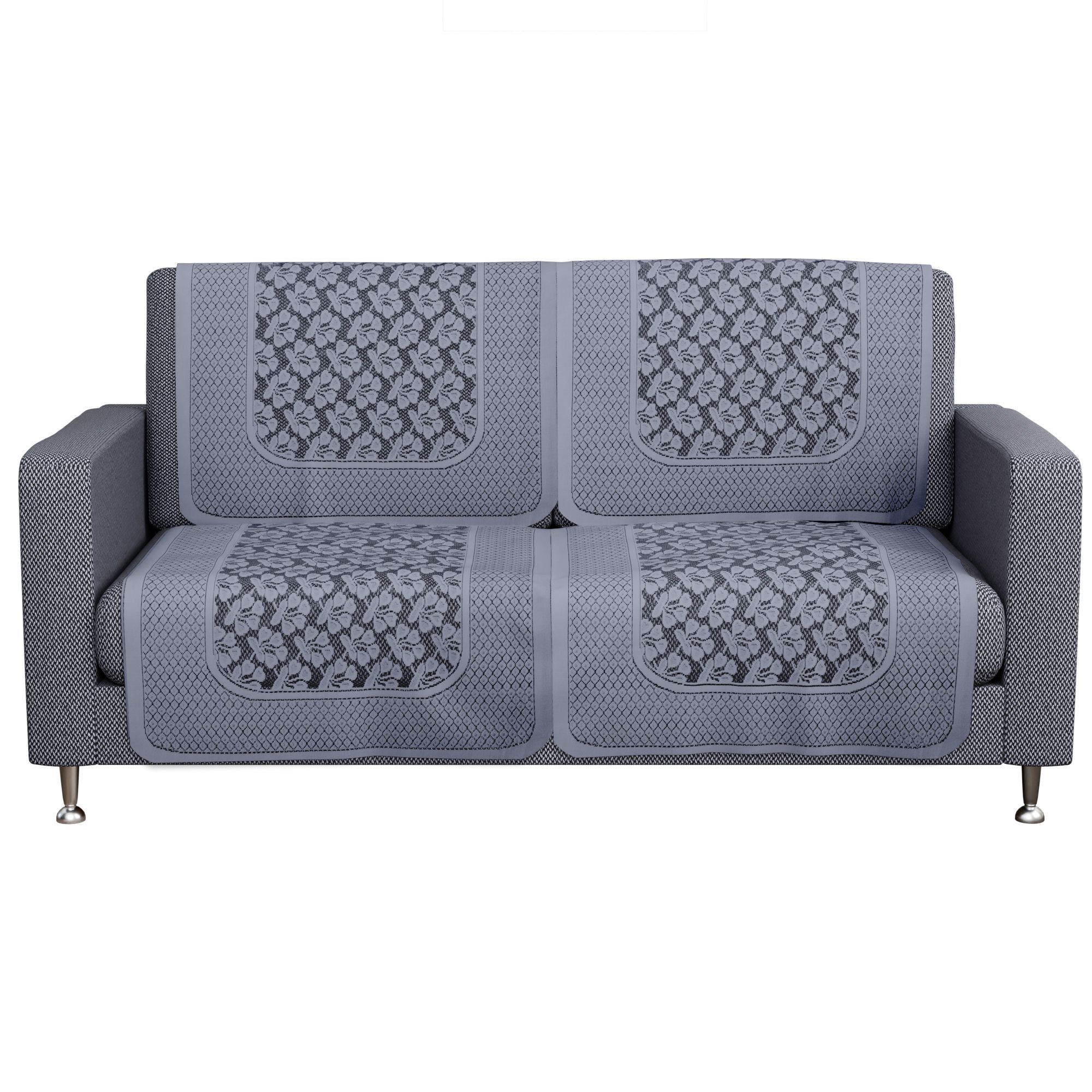 Kuber Industries Sofa Cover  Net  Sofa Slip Cover Set  Couch Sofa Cover Set  Sofa Cover for Home  Sofa Slipcover Set  Sofa Cover for Living Room  Plain Leonardo Flower Print  Grey