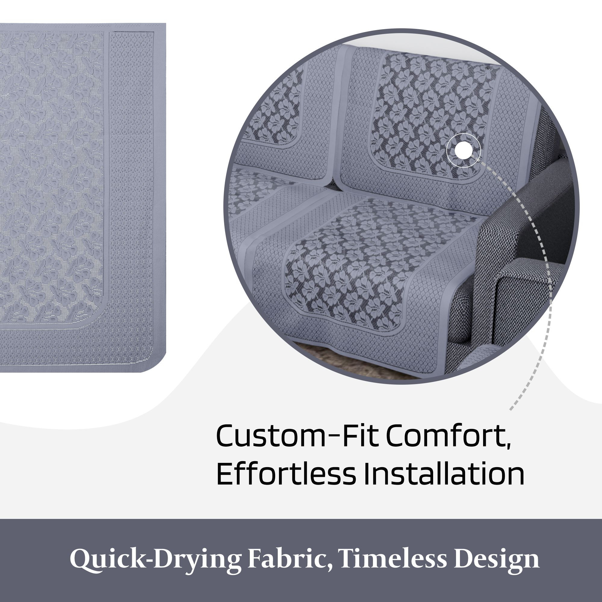 Kuber Industries Sofa Cover  Net  Sofa Slip Cover Set  Couch Sofa Cover Set  Sofa Cover for Home  Sofa Slipcover Set  Sofa Cover for Living Room  Plain Leonardo Flower Print  Grey