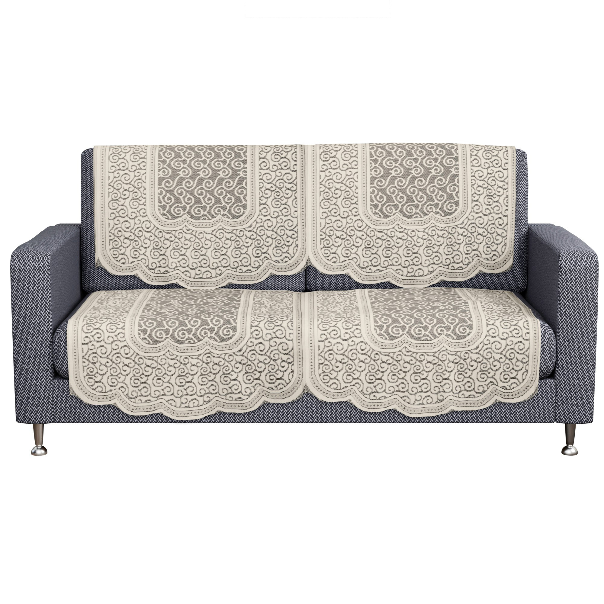 Kuber Industries Sofa Cover  Net  Sofa Slip Cover Set  Couch Sofa Cover Set  Sofa Cover for Home  Sofa Slipcover Set  Sofa Cover for Living Room  Zig Zag Printed  Cream