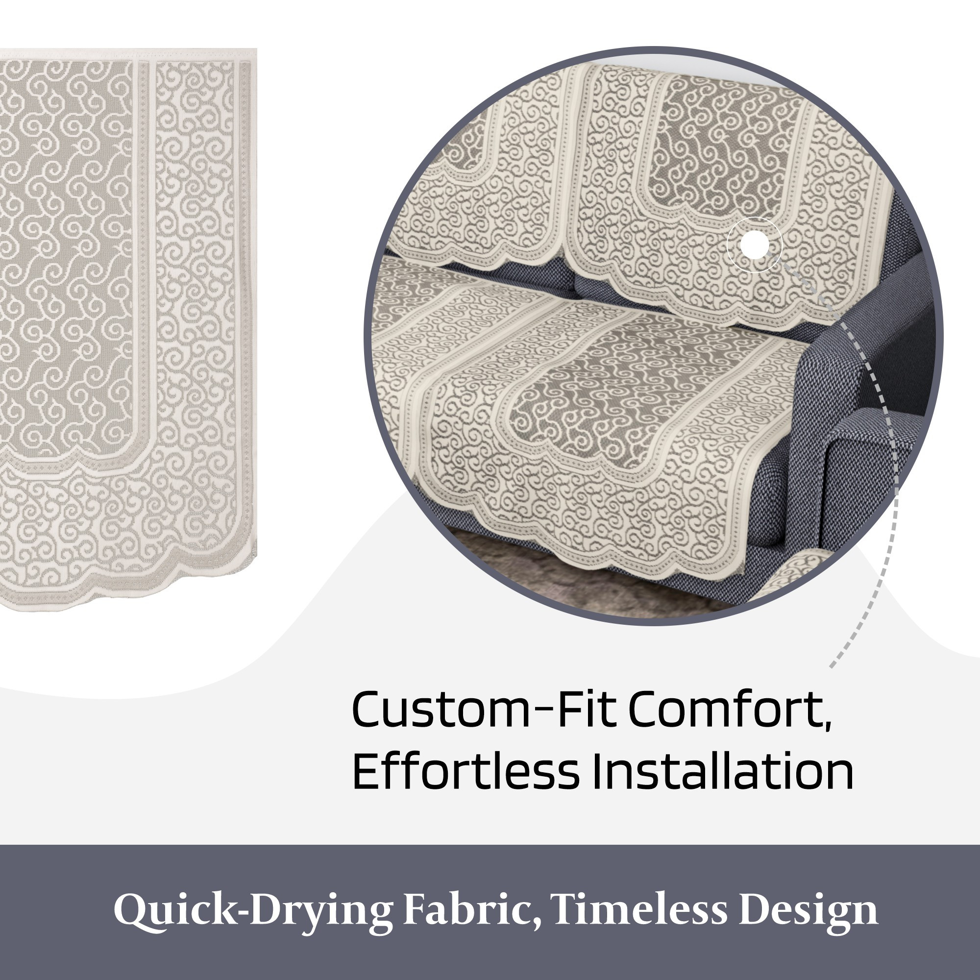 Kuber Industries Sofa Cover  Net  Sofa Slip Cover Set  Couch Sofa Cover Set  Sofa Cover for Home  Sofa Slipcover Set  Sofa Cover for Living Room  Zig Zag Printed  Cream