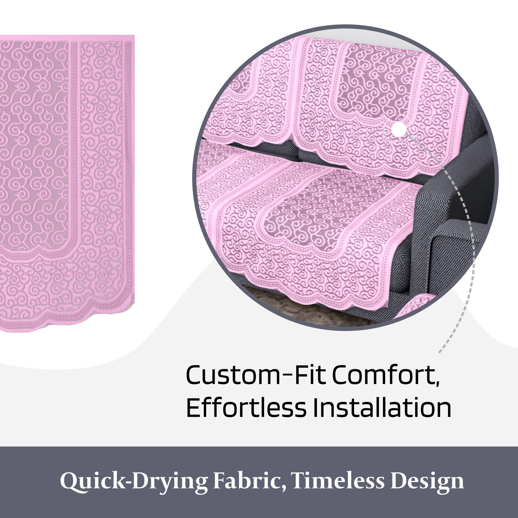 Kuber Industries Sofa Cover  Net  Sofa Slip Cover Set  Couch Sofa Cover Set  Sofa Cover for Home  Sofa Slipcover Set  Sofa Cover for Living Room  Zig Zag Printed  Pink