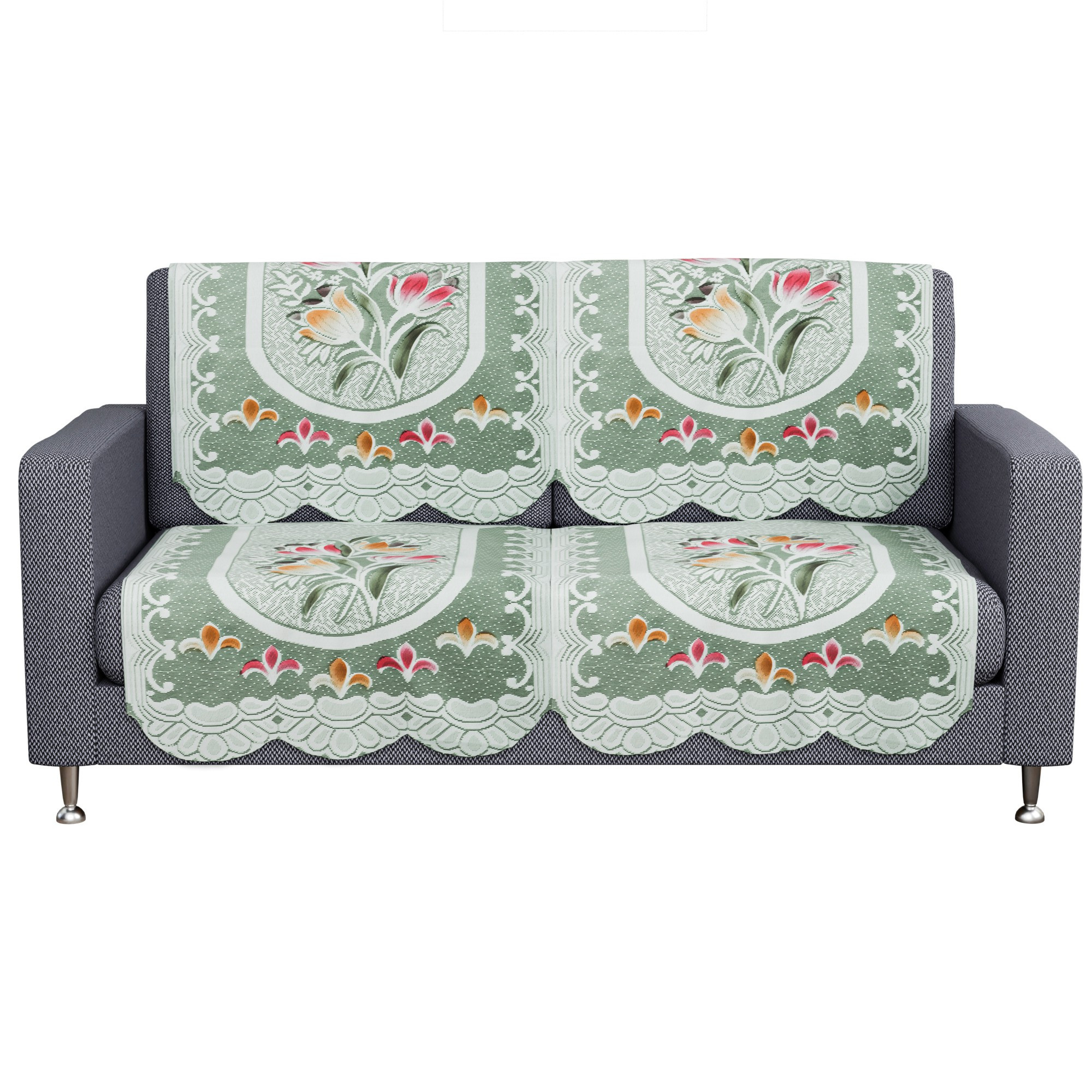 Kuber Industries Sofa Cover  Net  Sofa Slip Cover Set  Couch Sofa Cover Set  Sofa Cover for Home  Sofa Slipcover Set  Sofa Cover for Living Room  Tulip Printed  Green
