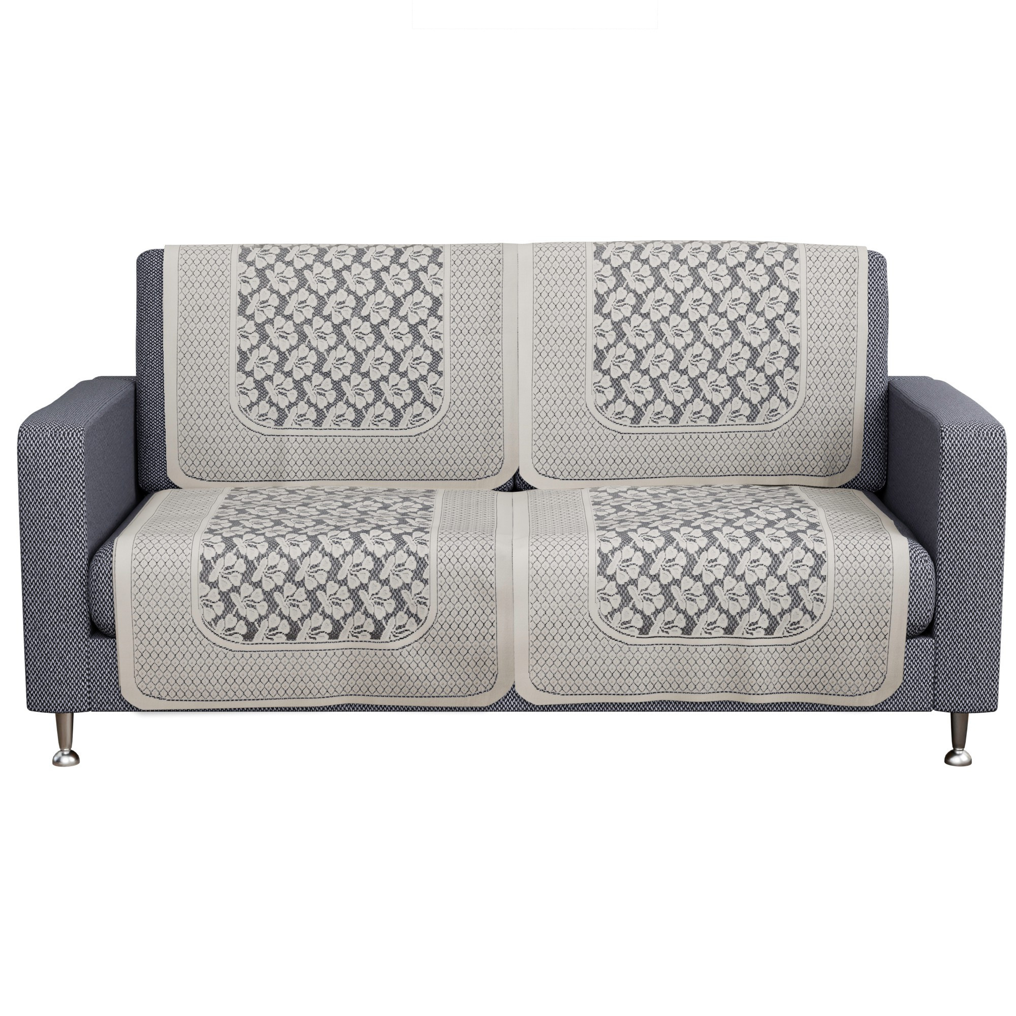 Kuber Industries Sofa Cover  Net  Sofa Slip Cover Set  Couch Sofa Cover Set  Sofa Cover for Home  Sofa Slipcover Set  Sofa Cover for Living Room  Plain Leonardo Flower Print  Cream
