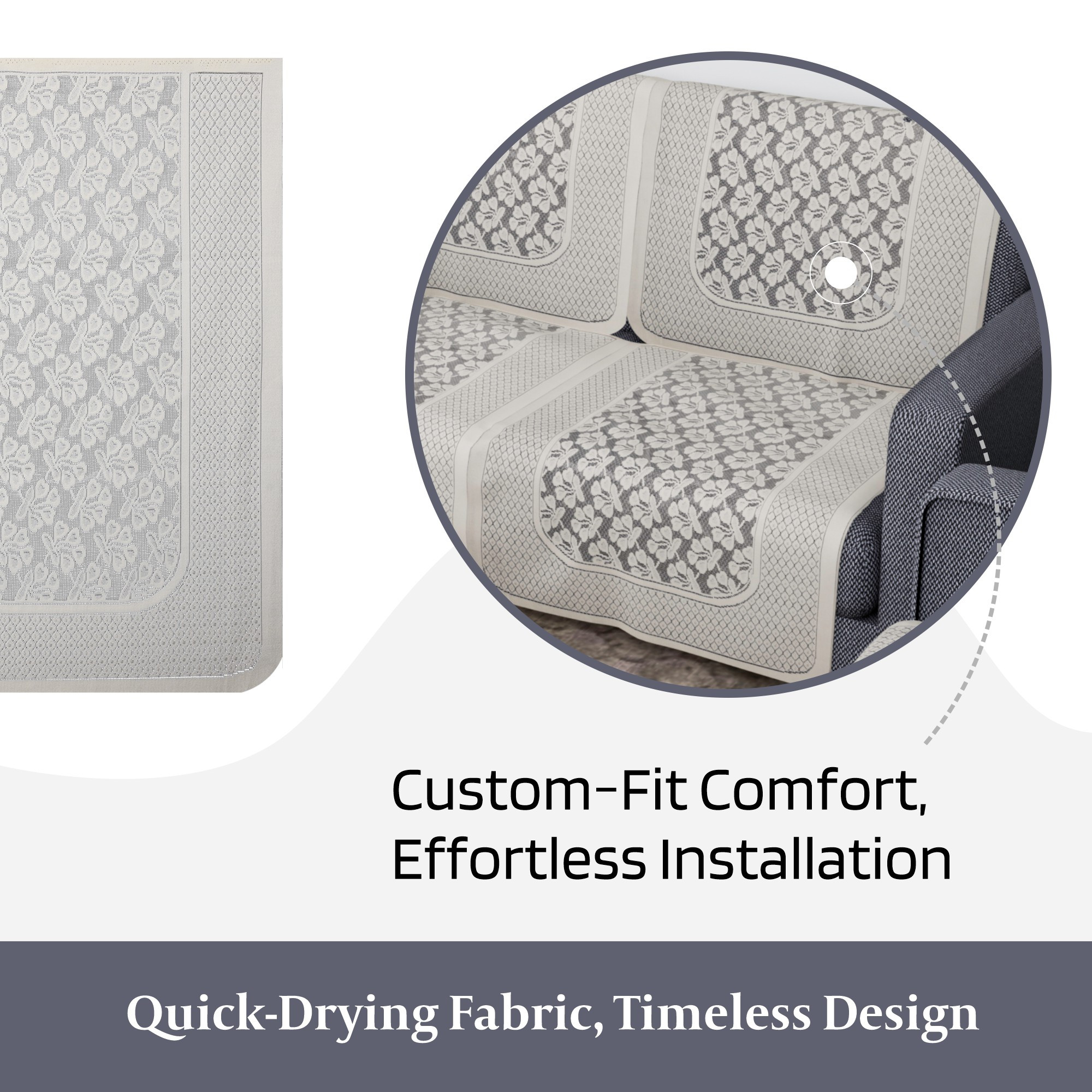 Kuber Industries Sofa Cover  Net  Sofa Slip Cover Set  Couch Sofa Cover Set  Sofa Cover for Home  Sofa Slipcover Set  Sofa Cover for Living Room  Plain Leonardo Flower Print  Cream