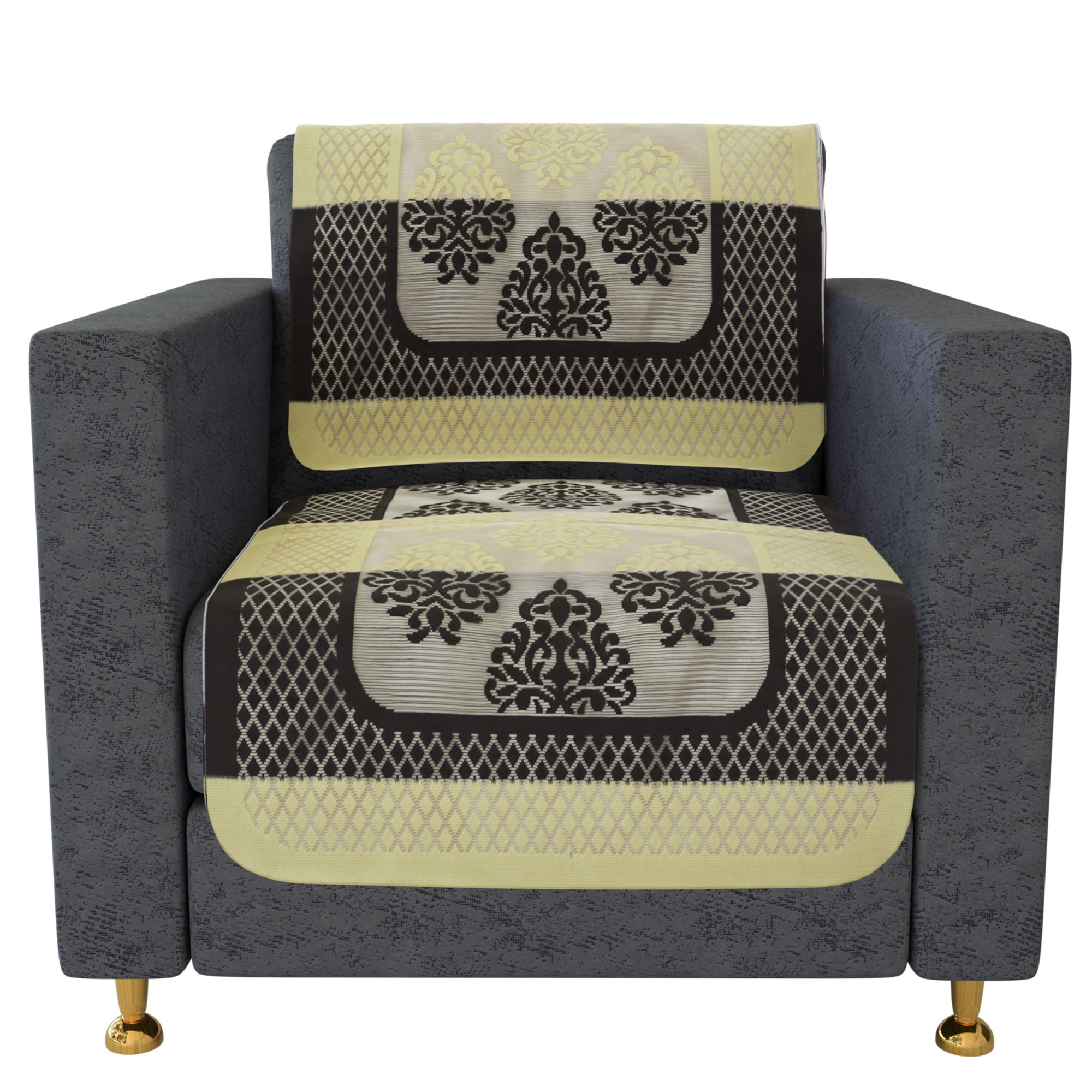 Kuber Industries Sofa Cover | Net Sofa Slipcover Set | Sofa Cover for Living Room | Sofa Cover for Hall | 5-Seater Sofa Cover for Home Decor | Brown Star Patta Sofa Cover Set | Orange