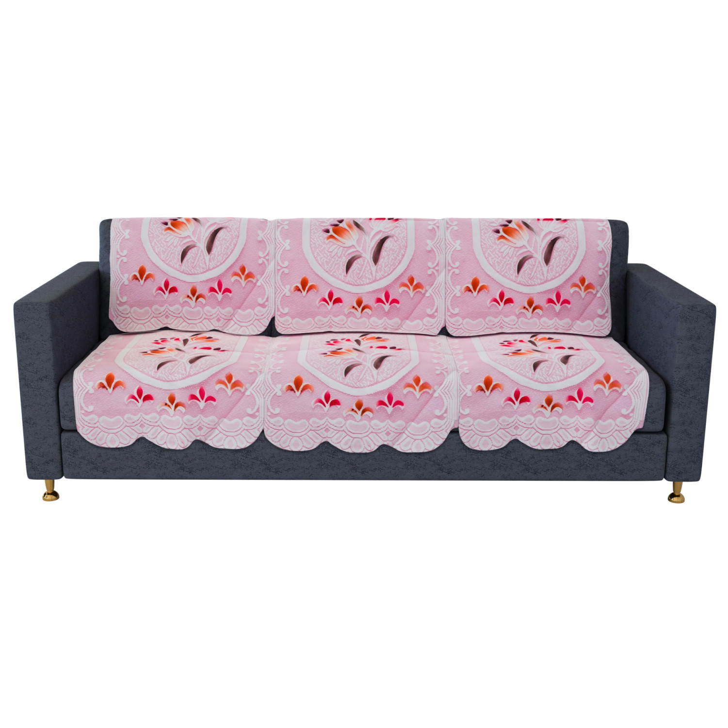 Kuber Industries Sofa Cover  Net Sofa Slipcover Set  Sofa Cover for Living Room  Sofa Slip Cover for Hall  5-Seater Sofa Cover for Home Decor  Printed Sofa Cover Set  Pink