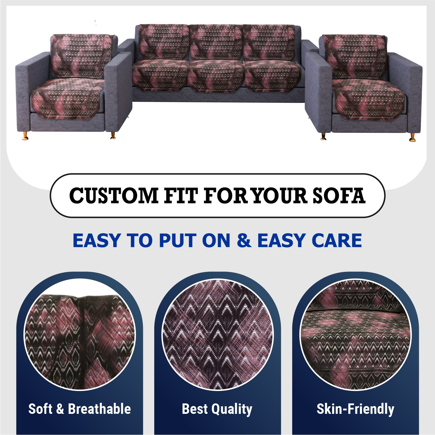 Kuber Industries Sofa Cover  Net Sofa Slipcover Set  Sofa Cover for Living Room  Sofa Slip Cover for Hall  5-Seater Sofa Cover for Home Decor  Shaded Venus Sofa Cover Set  Brown