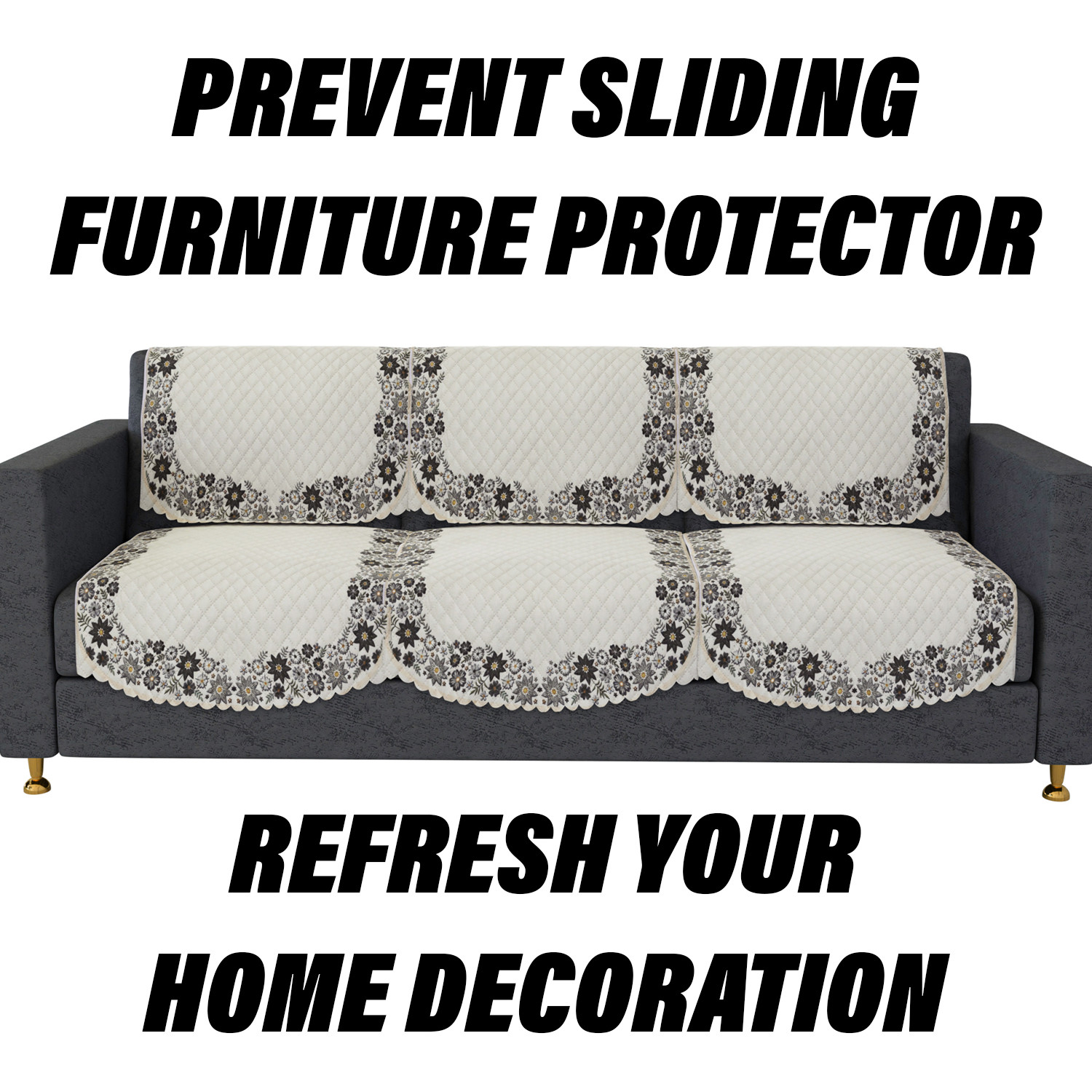 Kuber Industries Sofa Cover  Single Seater Sofa Slip Cover Set  Digital Painting Sofa Cover  SUEDE Ultra Sonic Couch Cover  Sofa Slipcover Set Living Room  Cream