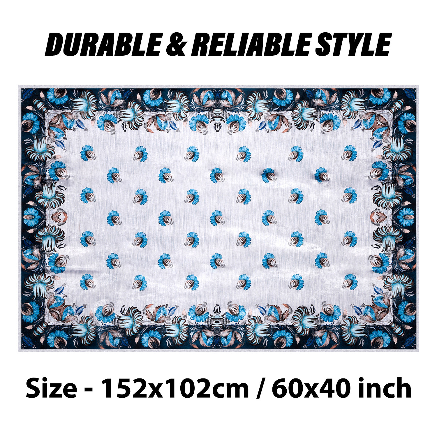 Kuber Industries Sofa Cover | Sofa & Center Table Cover Set | Blue Digital Flower Sofa Cover with Table Cover | Velvet 5 Seater Sofa & Table Cover Set For Living Room | Gray