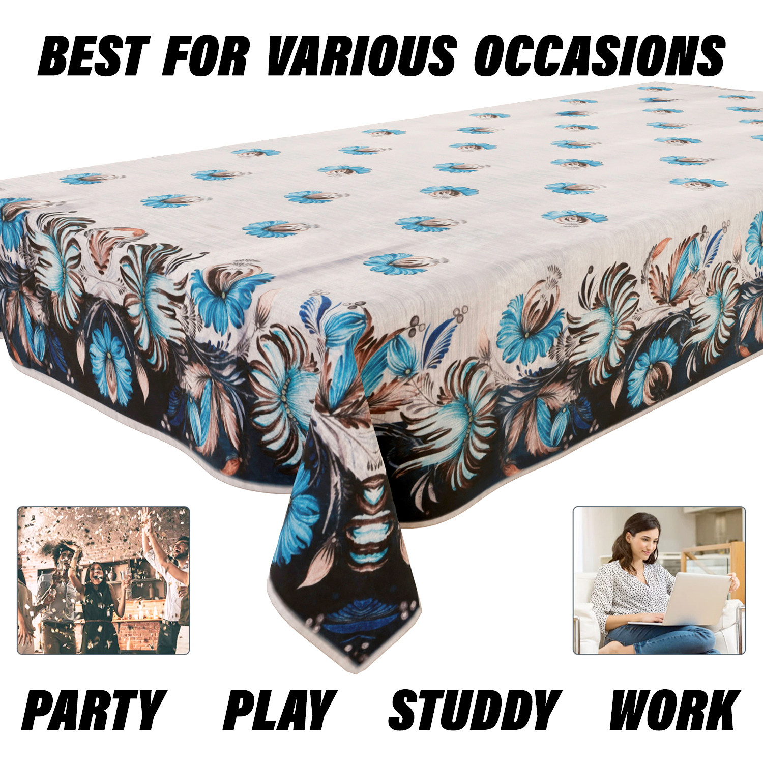Kuber Industries Sofa Cover | Sofa & Center Table Cover Set | Blue Digital Flower Sofa Cover with Table Cover | Velvet 5 Seater Sofa & Table Cover Set For Living Room | Gray