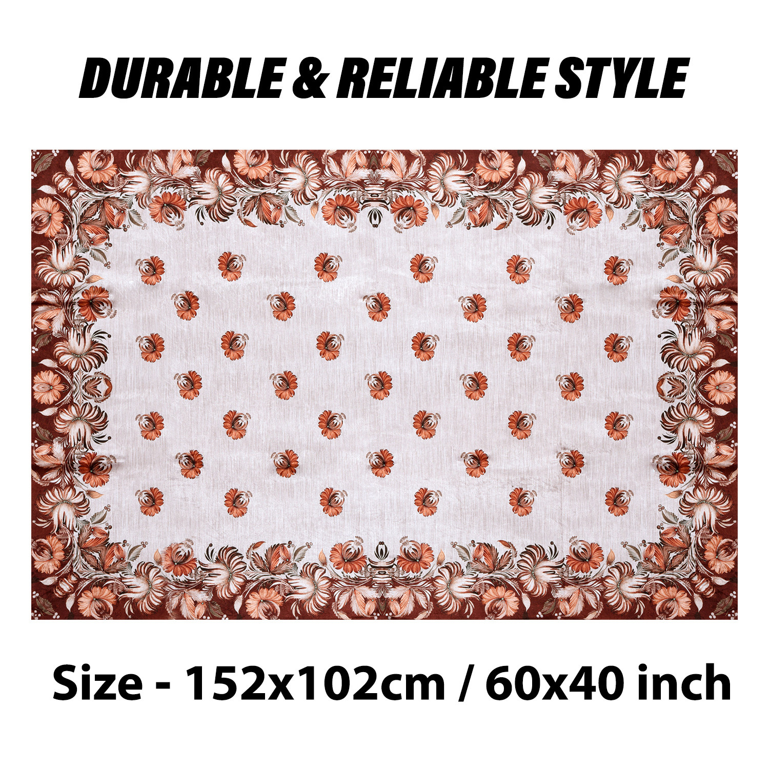 Kuber Industries Sofa Cover  Sofa  Center Table Cover Set  Brown Flower Sofa Cover with Table Cover  Velvet 5 Seater Sofa  Table Cover Set For Living Room  Golden