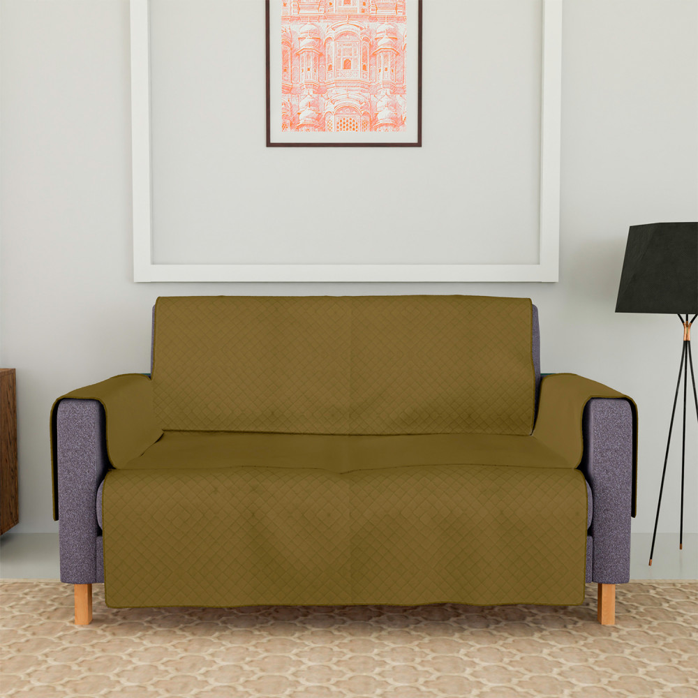 Kuber Industries Sofa Cover | Velvet Sofa Cover | 2-Seater Sofa Cover for Home Décor | 450 GSM Sofa Cover Set for Living Room | Sofa Slipcover | Couch Cover | Gold