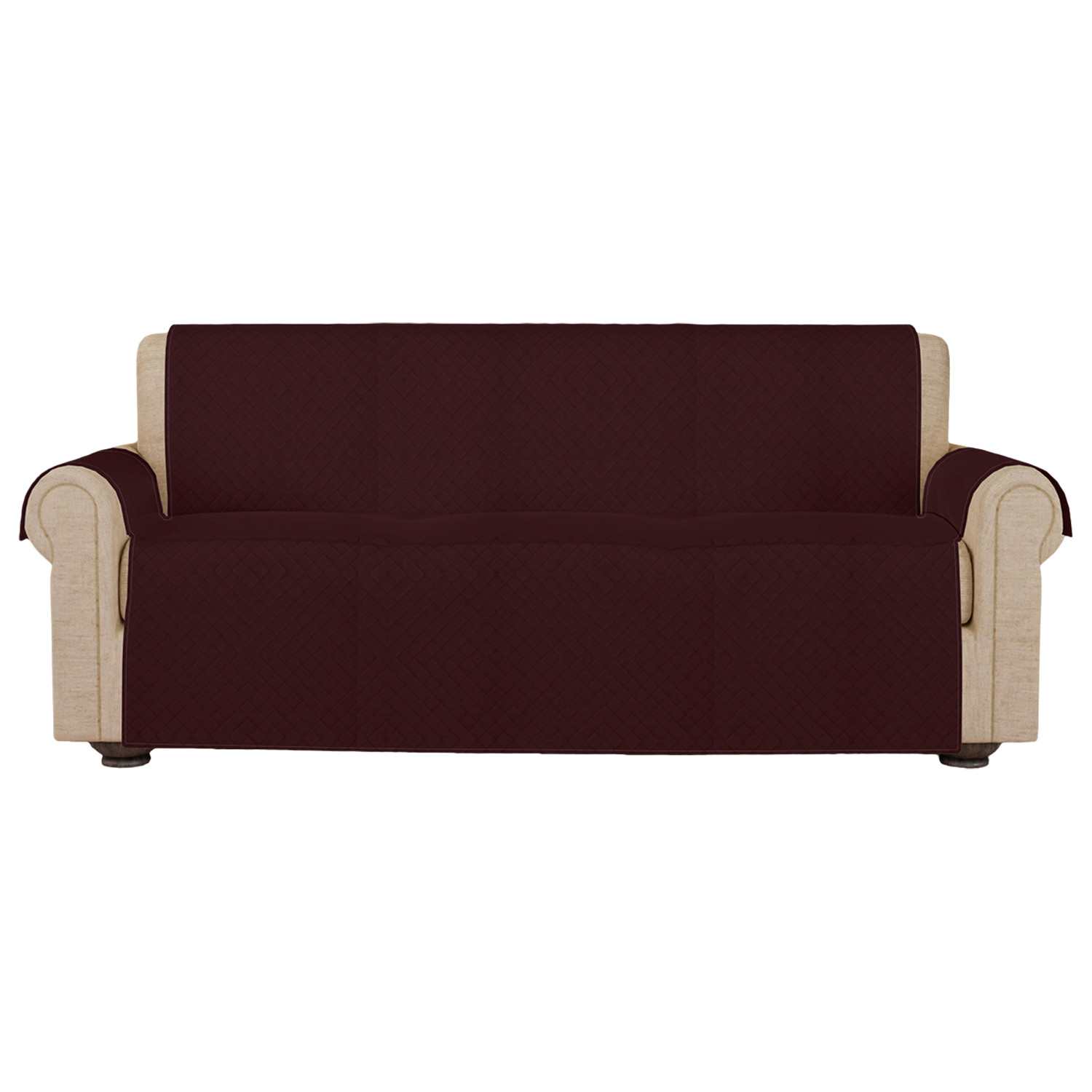 Kuber Industries Sofa Cover | Velvet Sofa Cover | 3-Seater Sofa Cover for Home Décor | 450 GSM Sofa Cover Set for Living Room | Sofa Slipcover | Couch Cover | Brown
