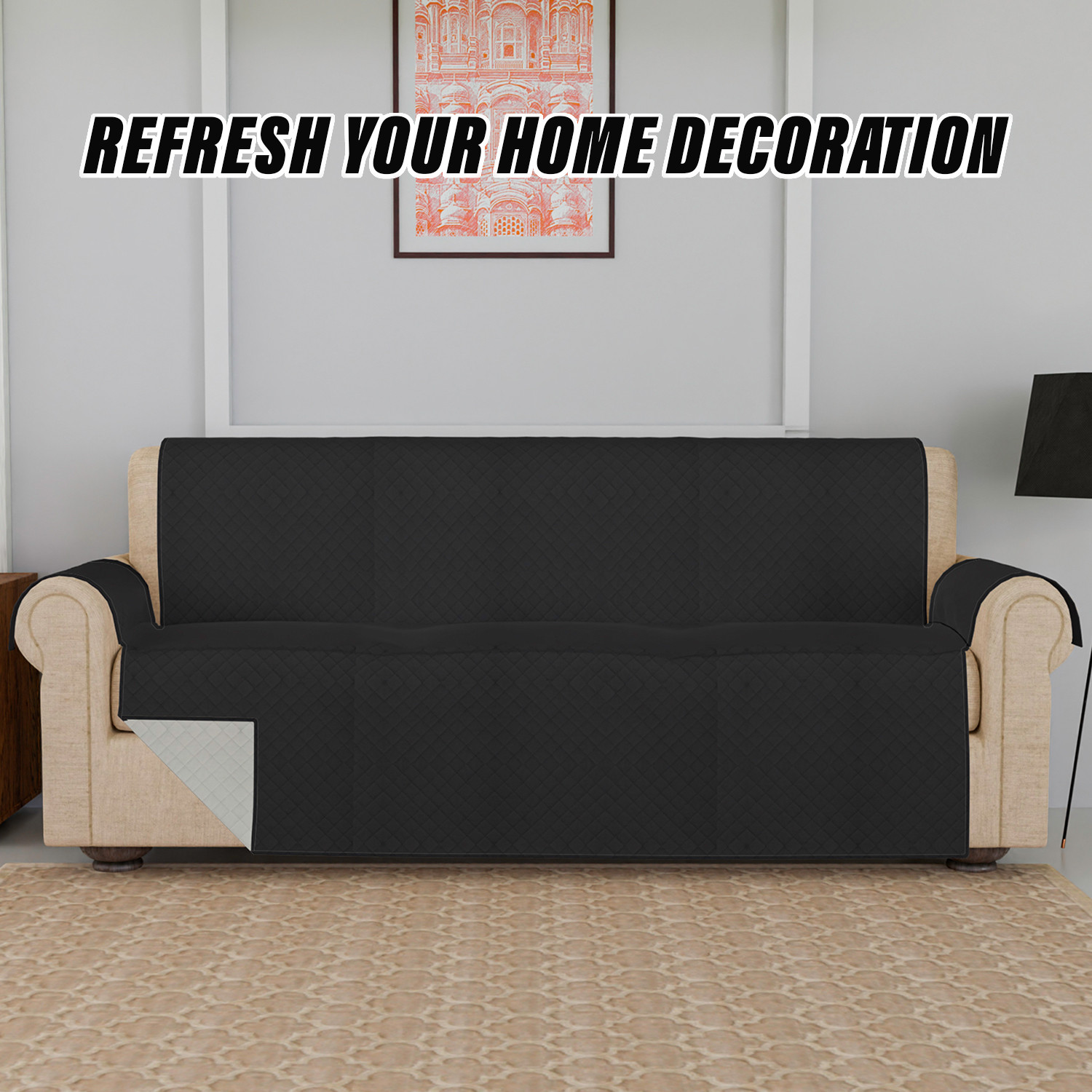 Kuber Industries Sofa Cover  Velvet Sofa Cover  3-Seater Sofa Cover for Home Dcor  450 GSM Sofa Cover Set for Living Room  Sofa Slipcover  Couch Cover  Gray