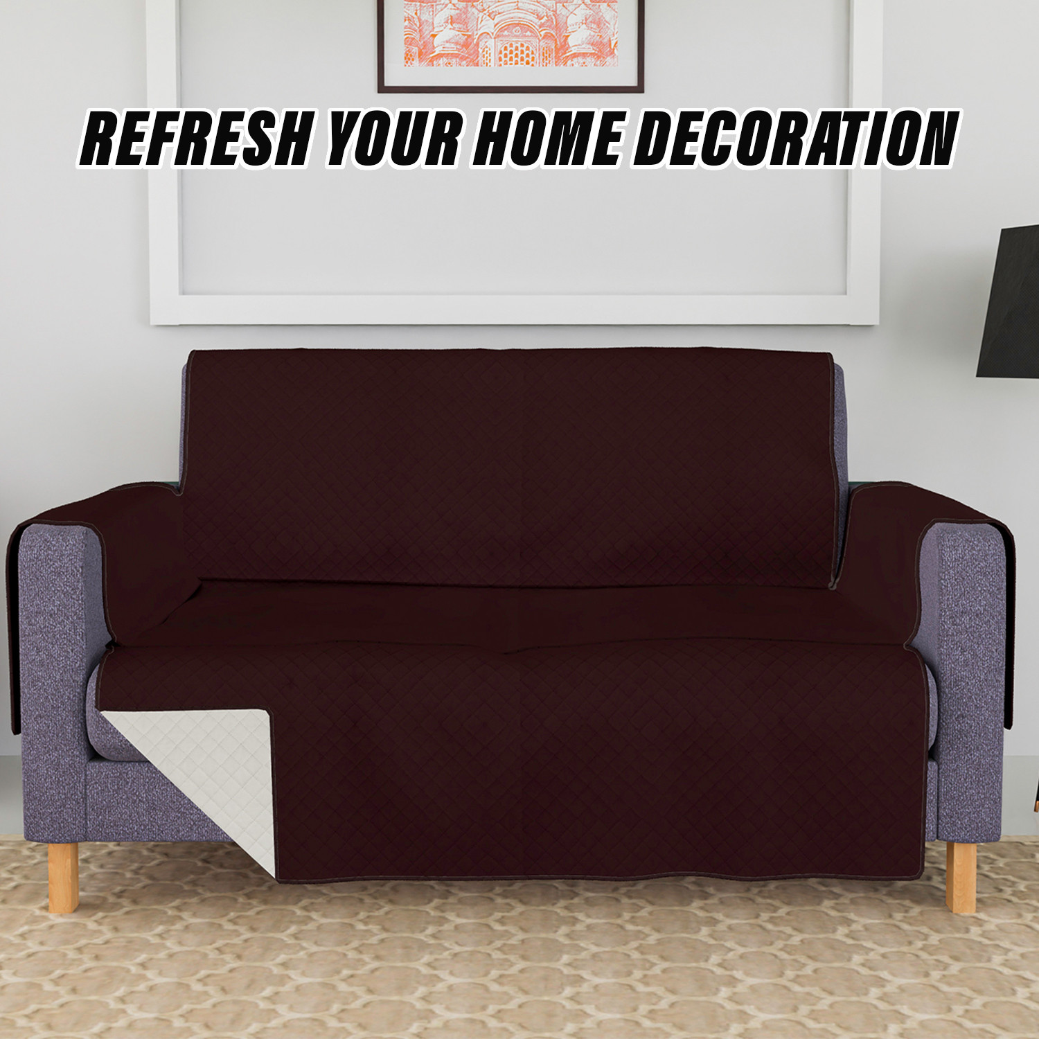 Kuber Industries Sofa Cover | Velvet Sofa Cover | 3+1+1 Seater Sofa Cover for Home Décor | 450 GSM Sofa Cover Set for Living Room | Sofa Slipcover | Couch Cover | Brown