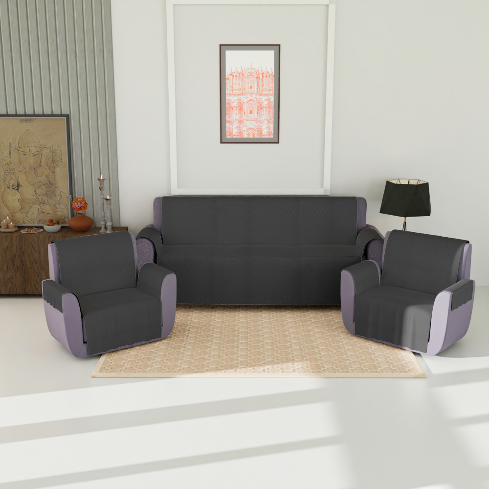Kuber Industries Sofa Cover | Velvet Sofa Cover | 3+1+1 Seater Sofa Cover for Home Décor | 450 GSM Sofa Cover Set for Living Room | Sofa Slipcover | Couch Cover | Gray