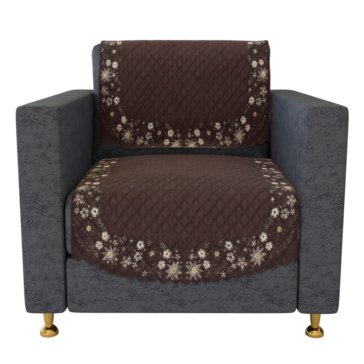 Kuber Industries Sofa Cover  Velvet Sofa Cover Set  Digital Painting Quilted Sofa Set  SUEDE Ultra Sonic Couch Cover  Sofa Cover for Living Room  Sofa Cover for Hall  Brown