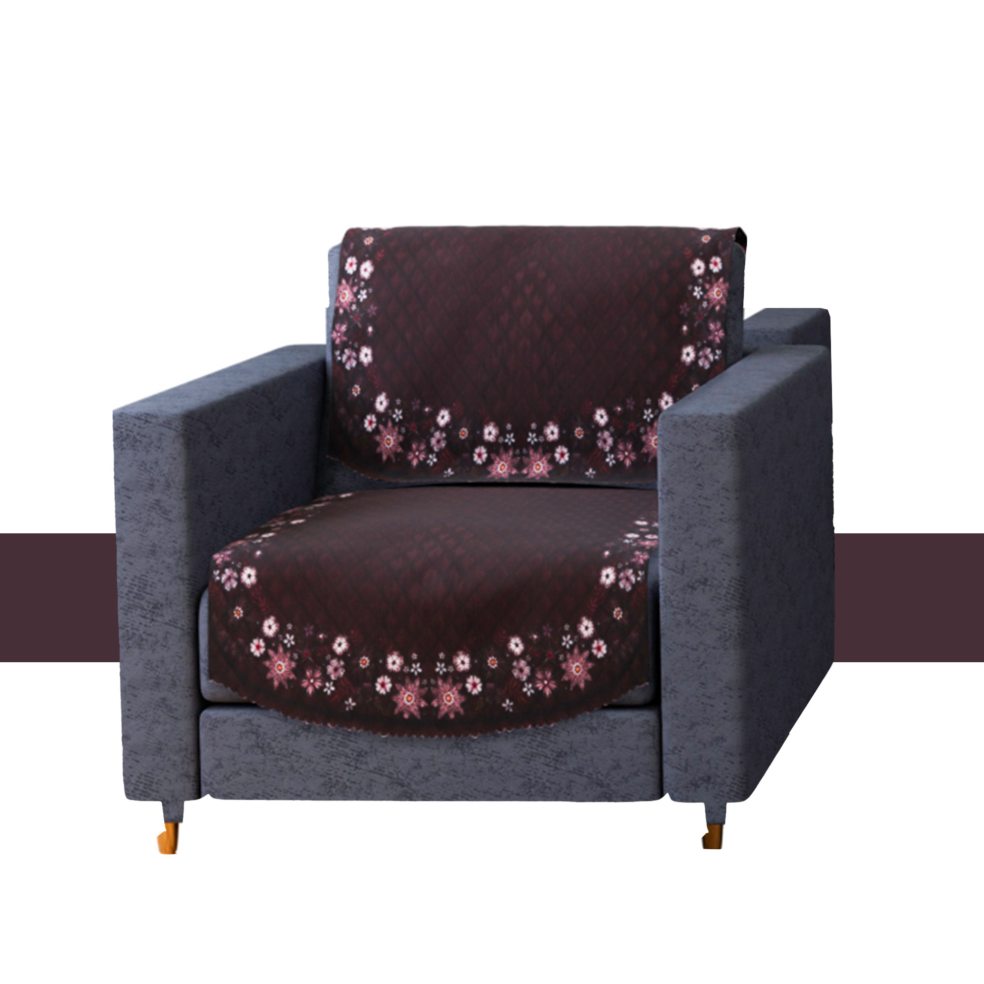 Kuber Industries Sofa Cover  Velvet Sofa Slipcover Set  Digital Painting Quilted Sofa Set  SUEDE Ultra Sonic Couch Cover  5 Seater Sofa Cover for Living Room  Hall  10 Piece  Maroon