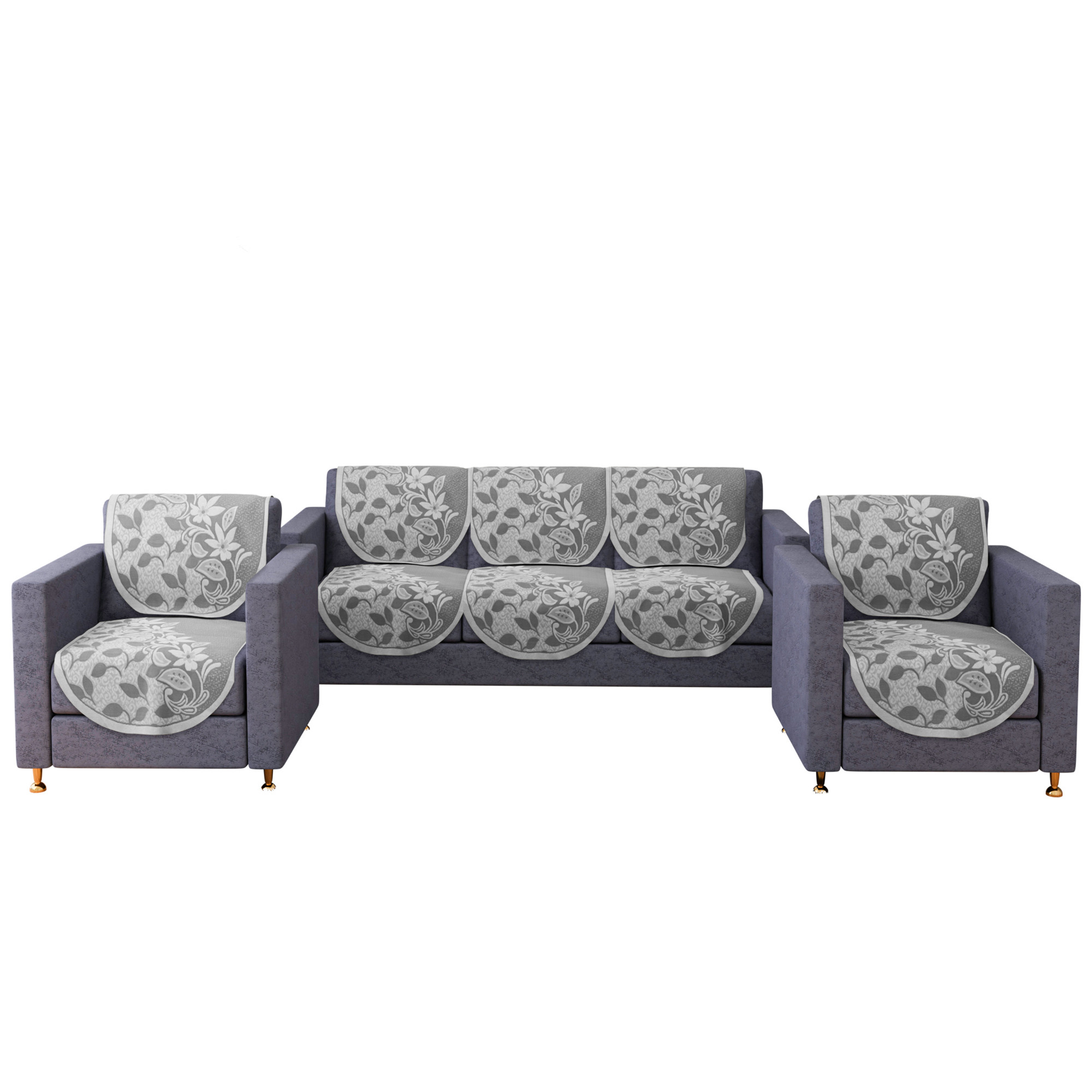 Kuber Industries Sofa Cover Set | 5-Seater Couch Cover | Cotton Sofa Slip Cover Set | Sofa Slipcover Set | Sofa Cover for Living Room | S-22 Flower Sofa Cover Set| Brown