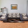Sofa Cover Set | Sofa Slip Cover Set | Check Border Sofa Cover | Velvet 5 Seater Couch Cover | Sofa Slipcover Set | Sofa Cover for Living Room | Brown