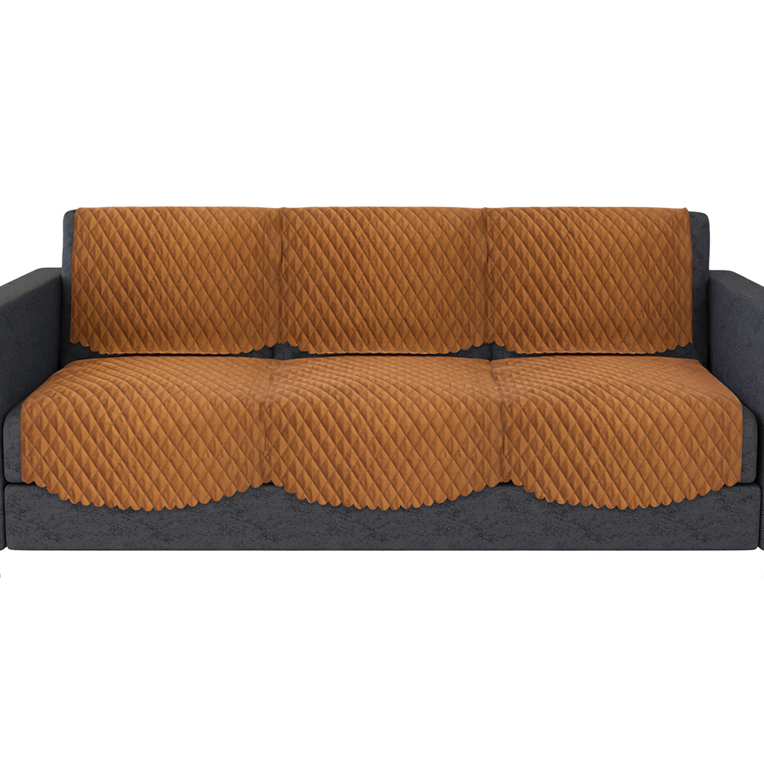 Kuber Industries Sofa Cover Set | Sofa Slip Cover Set | Modern Quilted Sofa Cover | Velvet 3 Seater Couch Cover | Sofa Slipcover Set | Sofa Cover for Living Room | Brown