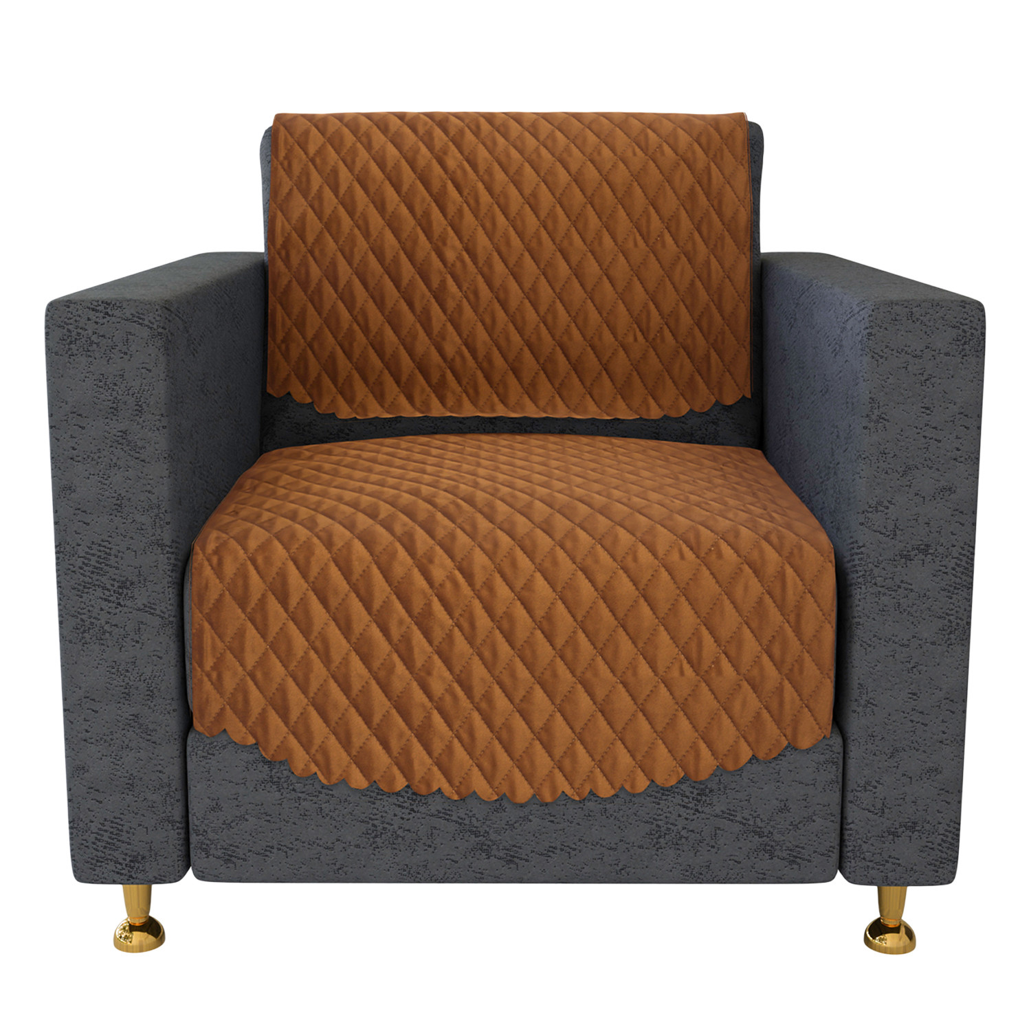 Kuber Industries Sofa Cover Set | Sofa Slip Cover Set | Modern Quilted Sofa Cover | Velvet 5 Seater Couch Cover | Sofa Slipcover Set | Sofa Cover for Living Room | Brown