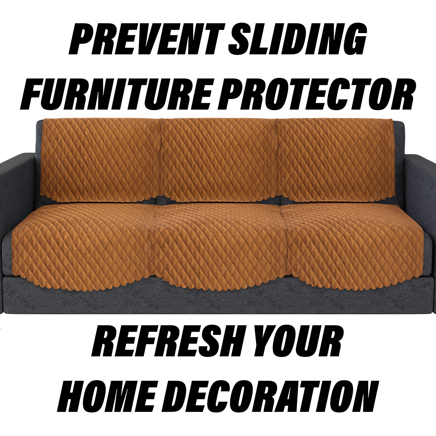 Kuber Industries Sofa Cover Set | Sofa Slip Cover Set | Modern Quilted Sofa Cover | Velvet 5 Seater Couch Cover | Sofa Slipcover Set | Sofa Cover for Living Room | Brown