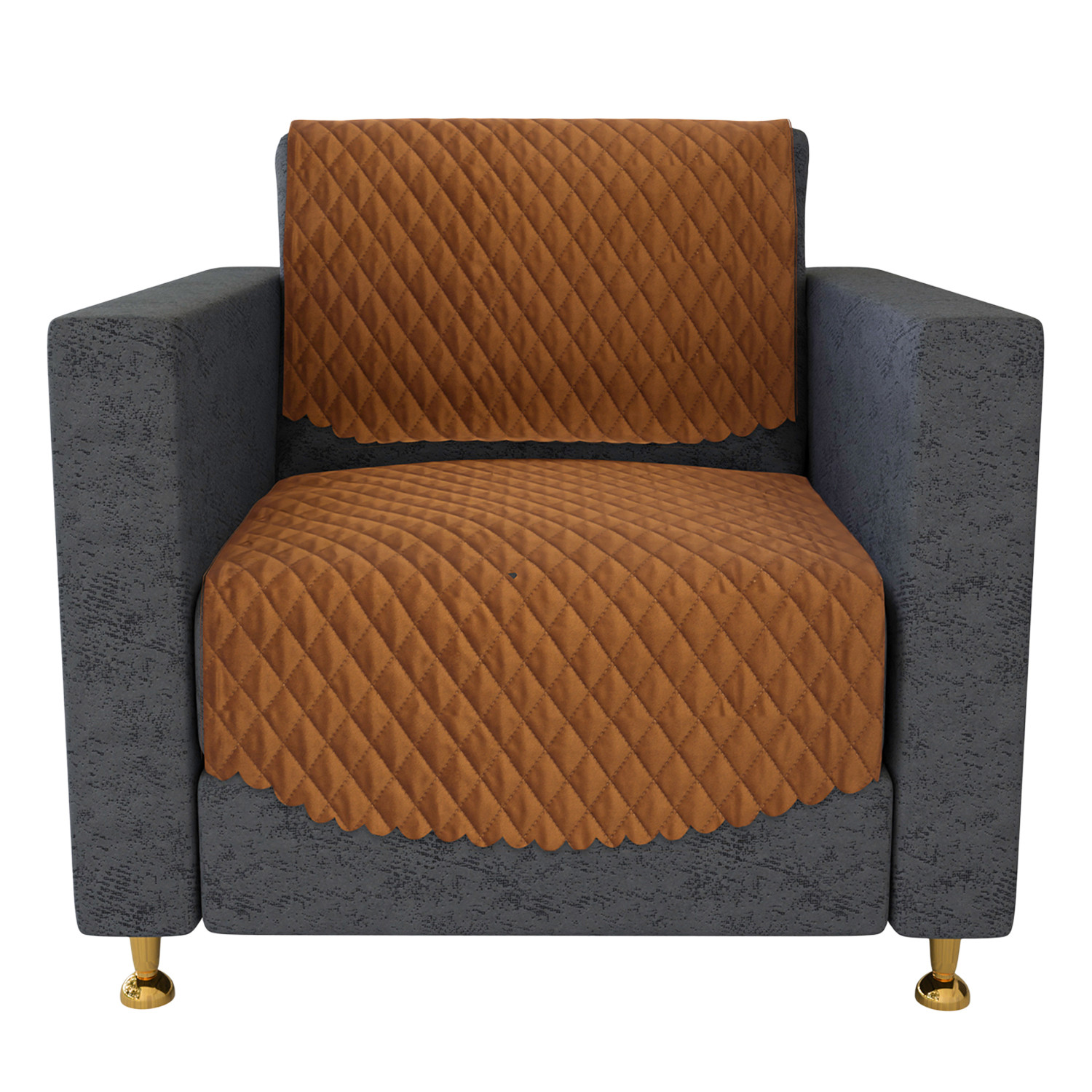 Kuber Industries Sofa Cover Set | Sofa Slip Cover Set | Modern Quilted Sofa Cover | Velvet Single Seater Couch Cover | Sofa Slipcover Set | Sofa Cover for Living Room | Brown