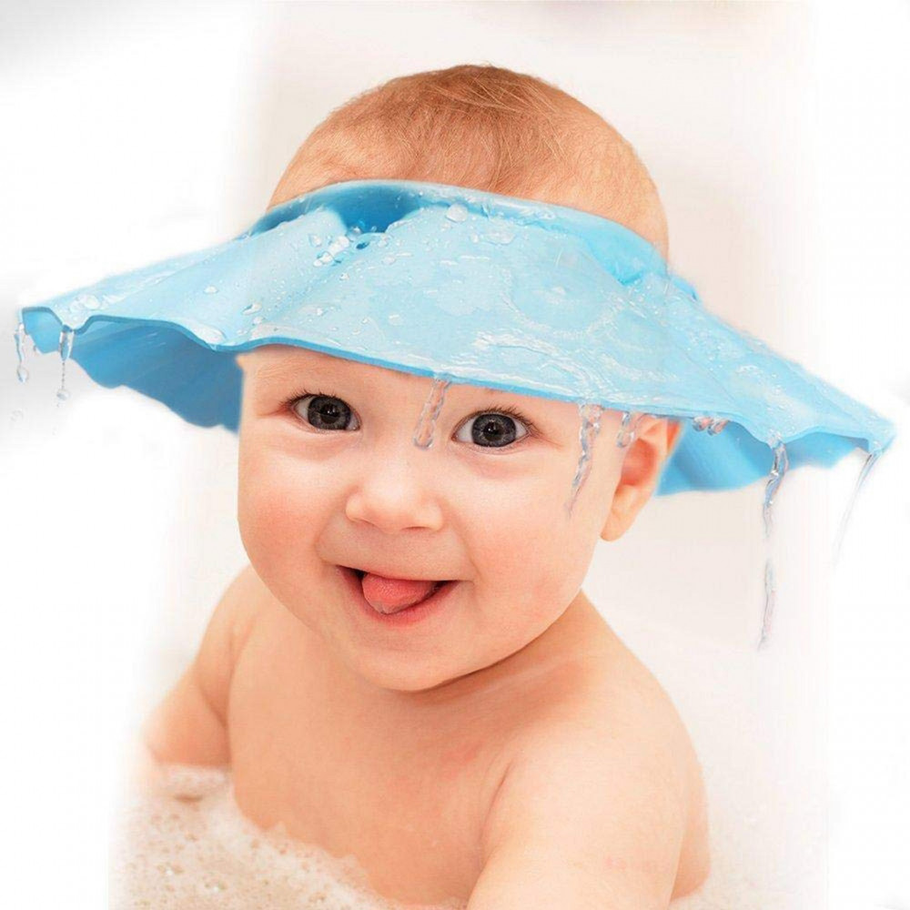 Kuber Industries Soft Adjustable Visor Hat Safe Shampoo Shower Bathing Protection Bath Cap for Toddler, Baby, Kids, Children (Blue)-HS_38_KUBMART21341
