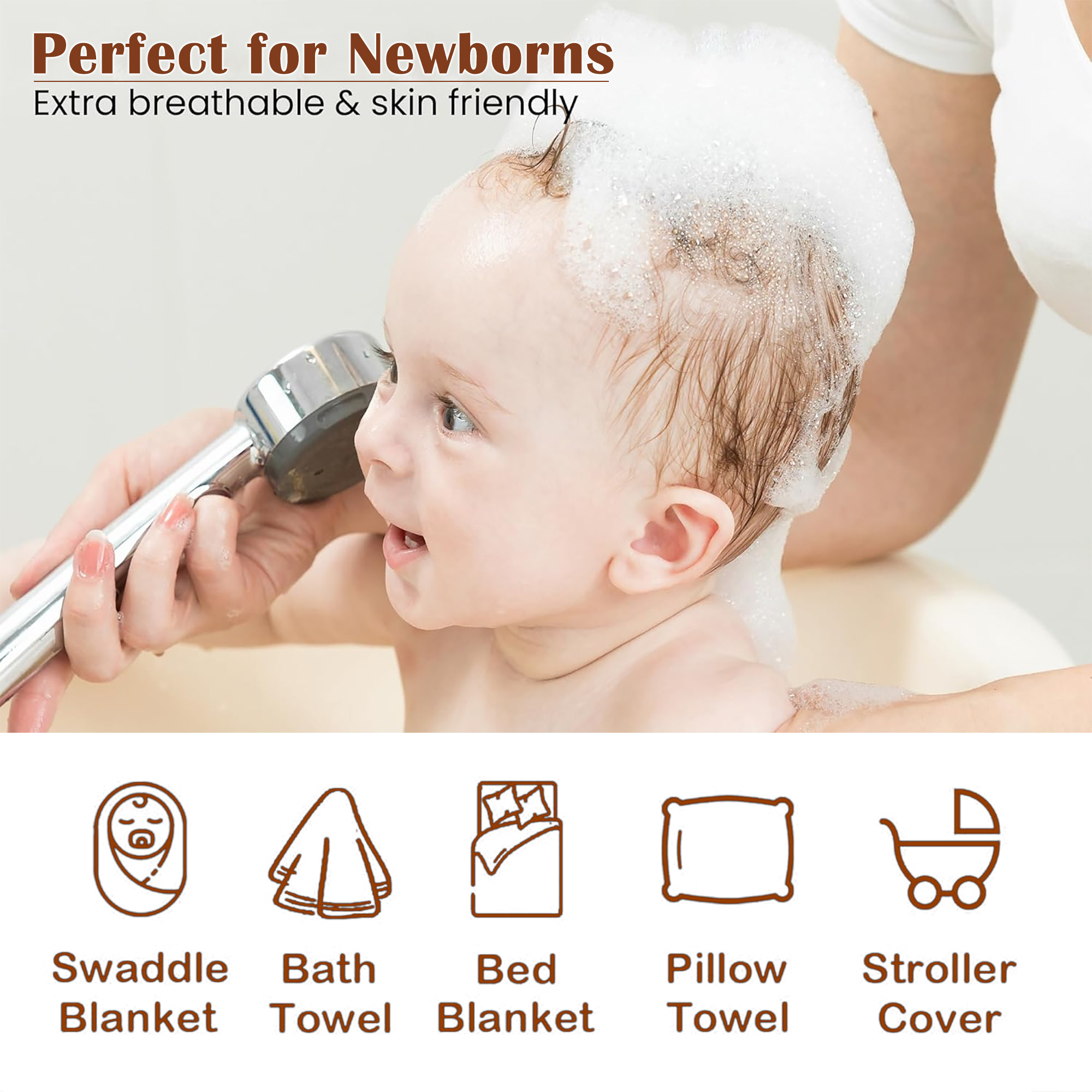 Kuber Industries Soft  Absorbant Cotton Hooded Towels for New Born Baby  Wrapping Bath Towel for 0-12 Months  83x83 cm  Animal Print-White