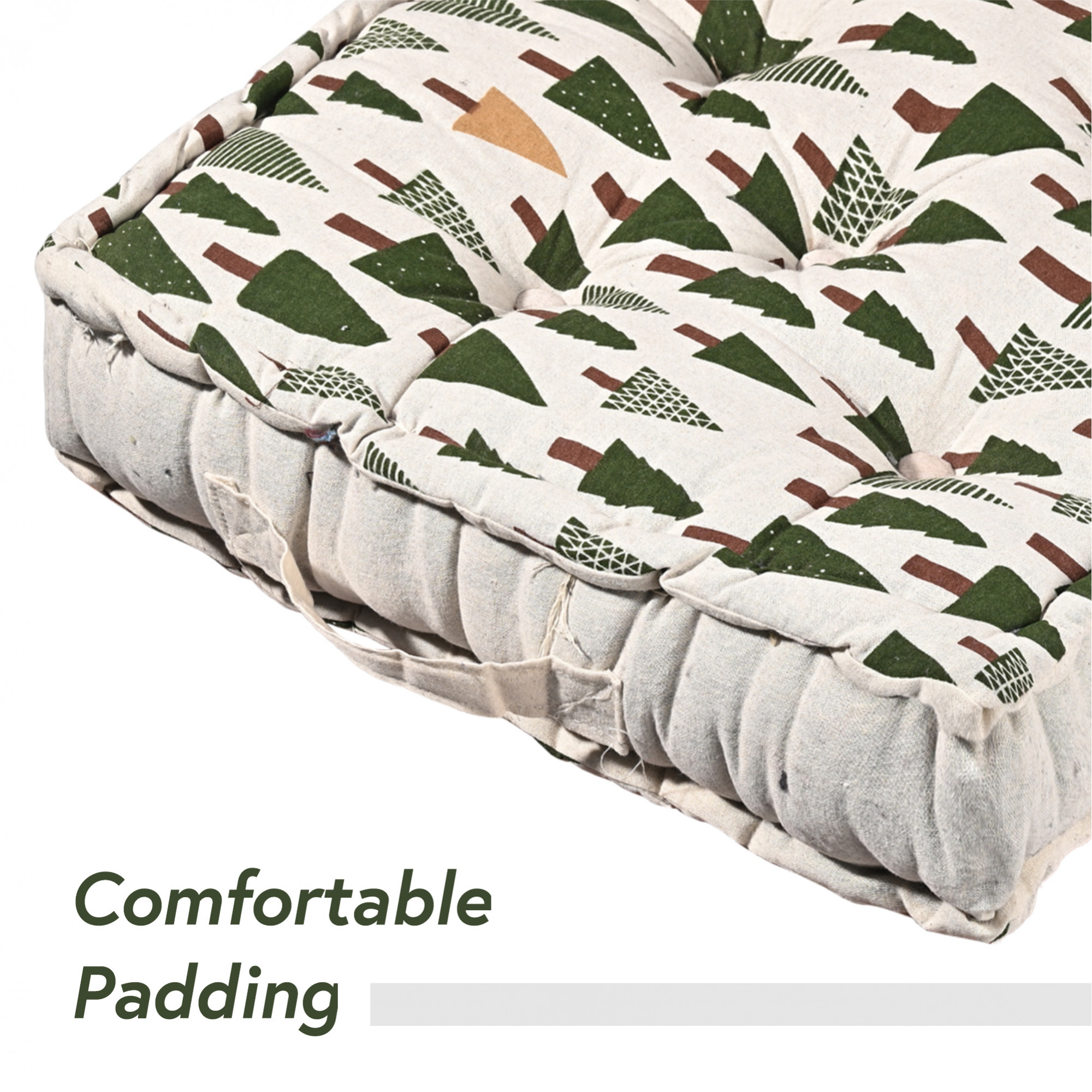 Kuber Industries Soft  Comfortable Cotton Chair Cushions for Sitting  Pillow for Office Work  Posture Support  Sitting Cushion  Back Rest for Chair  Tree Print- Green