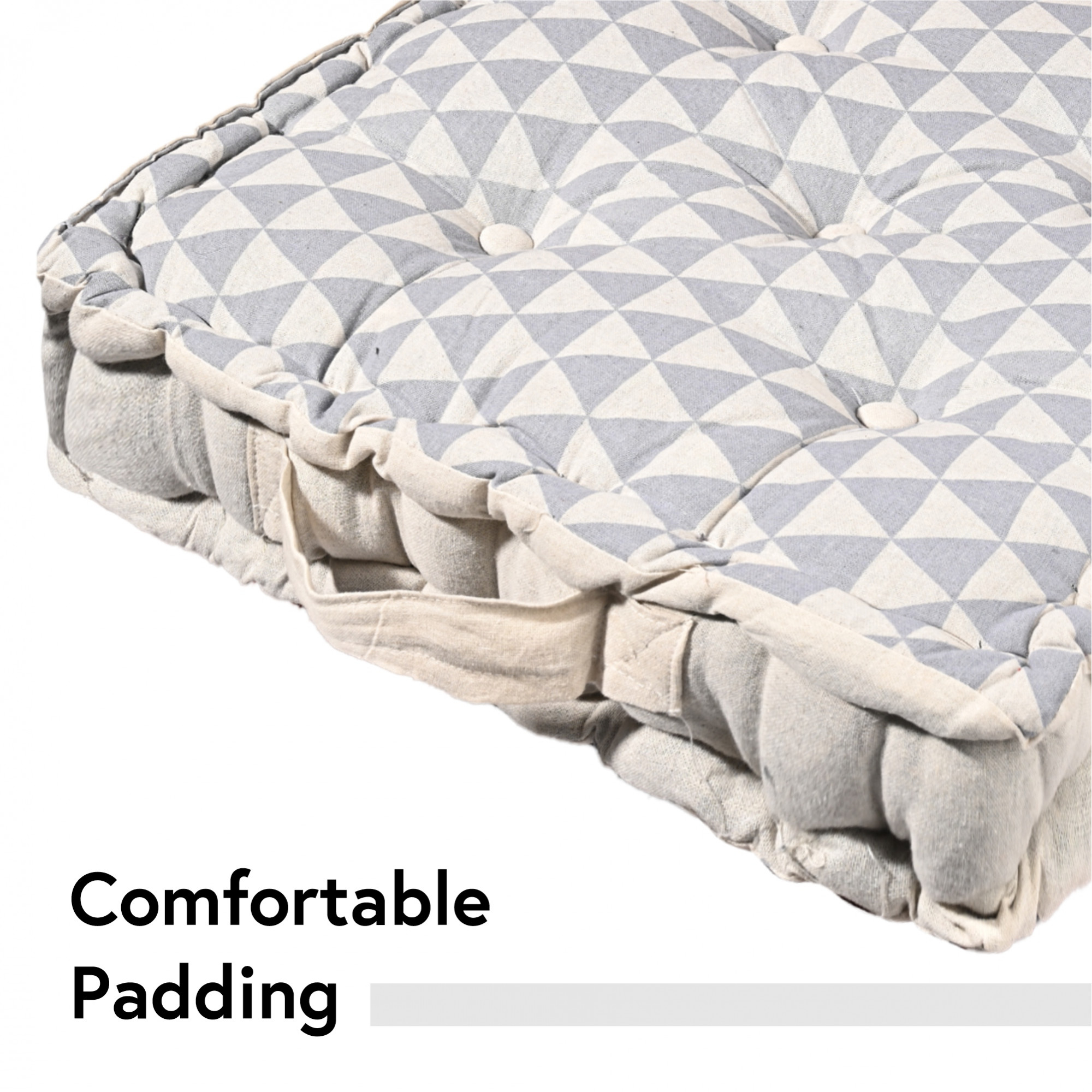 Kuber Industries Soft  Comfortable Cotton Chair Cushions for Sitting  Pillow for Office Work  Posture Support  Sitting Cushion  Back Rest for Chair  Triangular Print -Grey