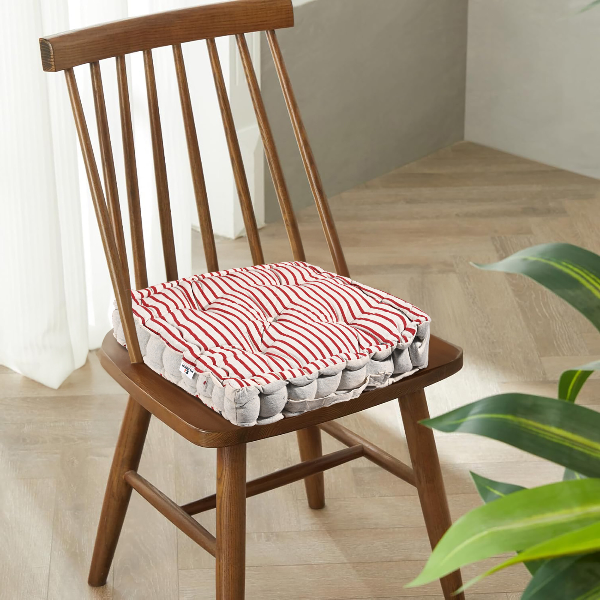 Kuber Industries Soft  Comfortable Cotton Chair Cushions for Sitting  Pillow for Office Work  Posture Support  Sitting Cushion  Back Rest for Chair  Lining Print - Maroon