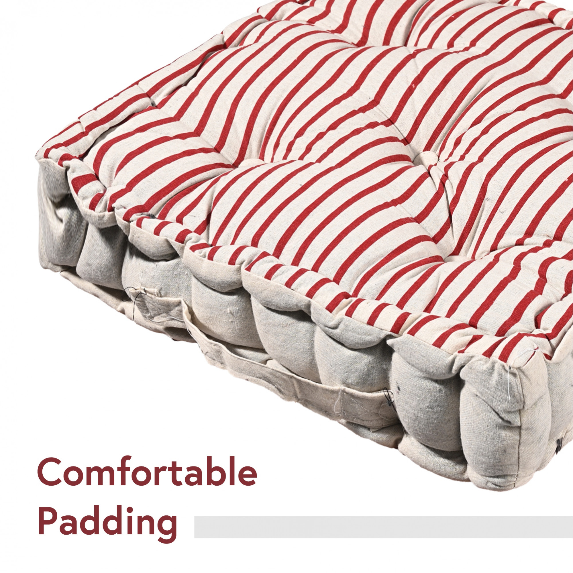 Kuber Industries Soft  Comfortable Cotton Chair Cushions for Sitting  Pillow for Office Work  Posture Support  Sitting Cushion  Back Rest for Chair  Lining Print - Maroon