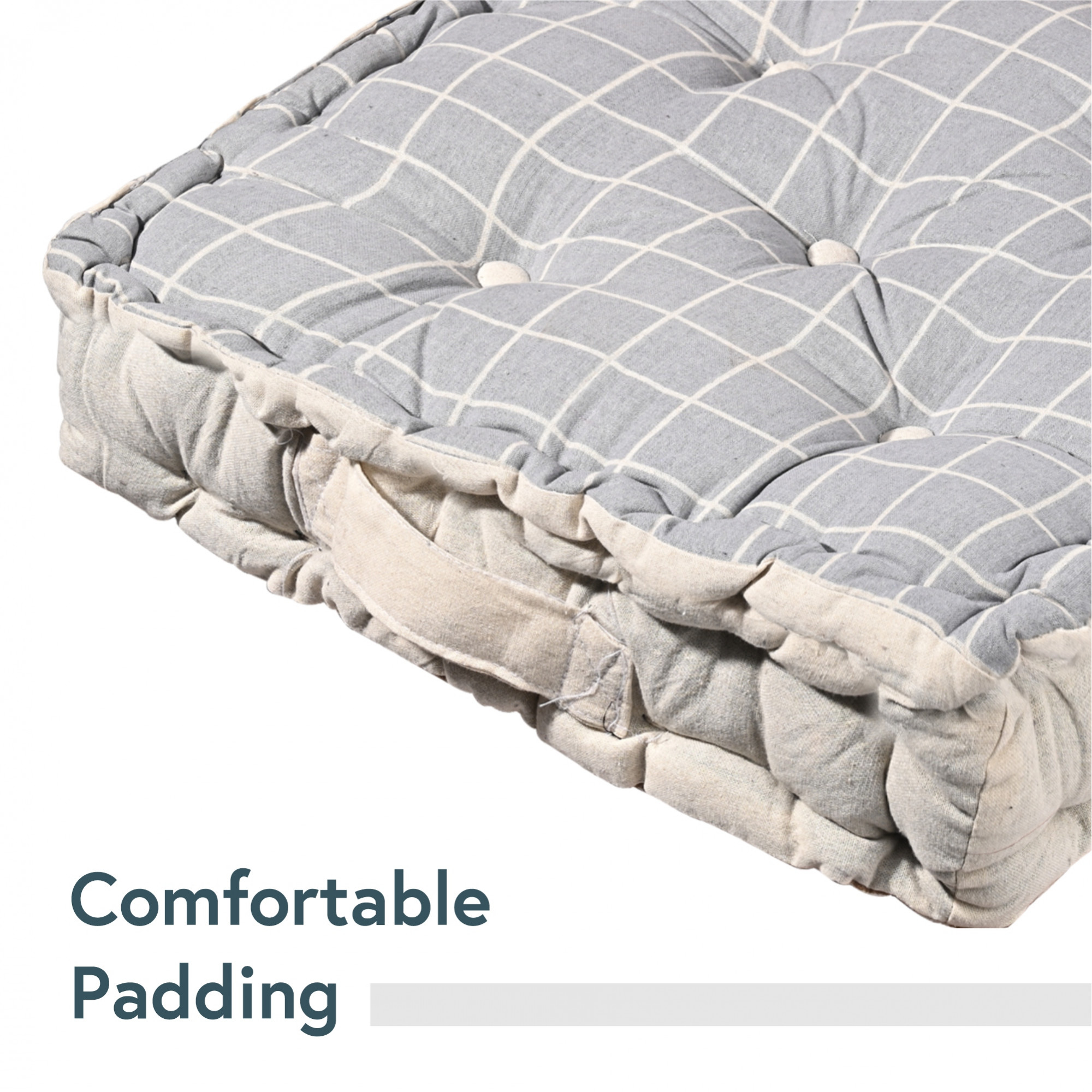 Kuber Industries Soft  Comfortable Cotton Chair Cushions for Sitting  Pillow for Office Work  Posture Support  Sitting Cushion  Back Rest for Chair  Check Print -Light Grey