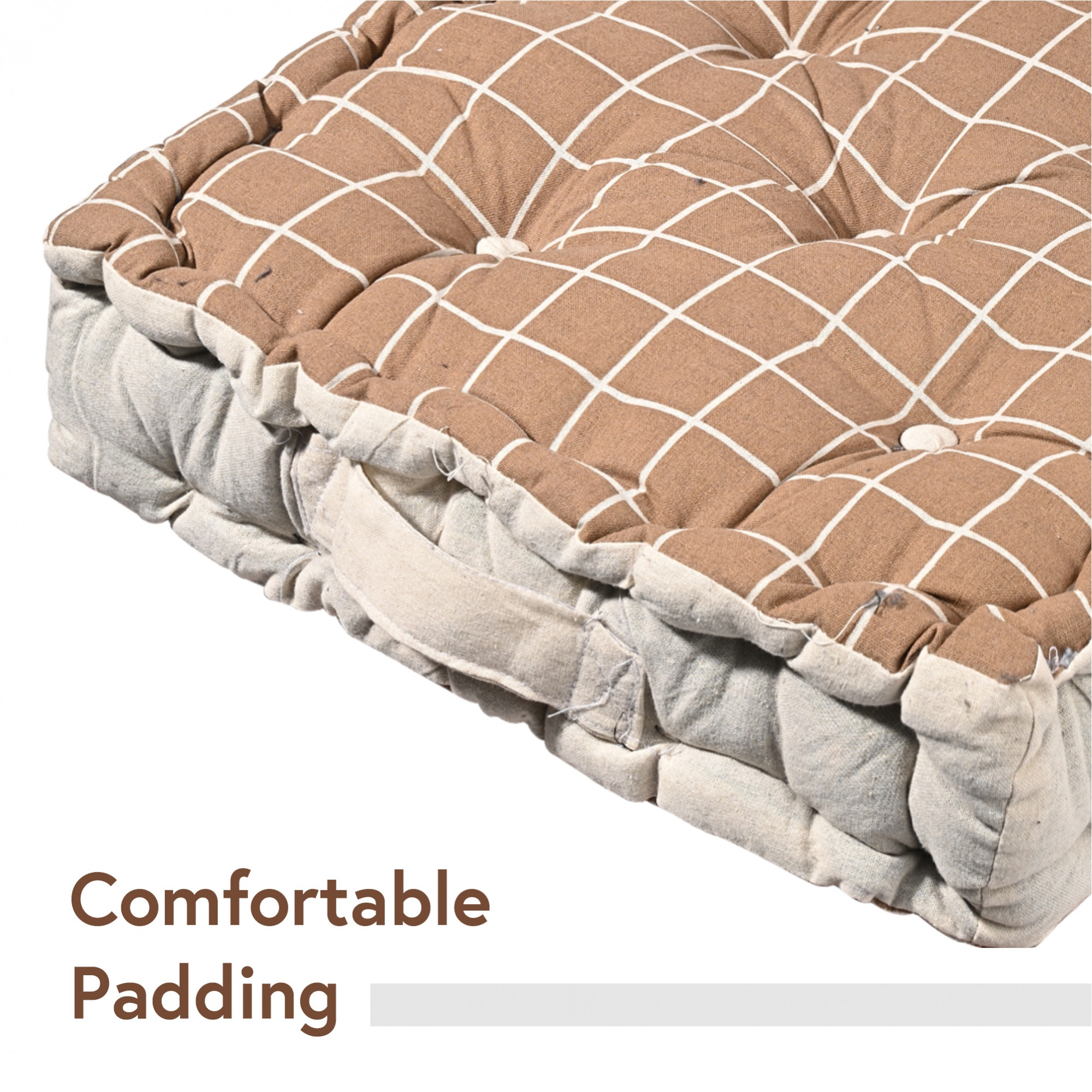 Kuber Industries Soft  Comfortable Cotton Chair Cushions for Sitting  Pillow for Office Work  Posture Support  Sitting Cushion  Back Rest for Chair  Check Print -Brown