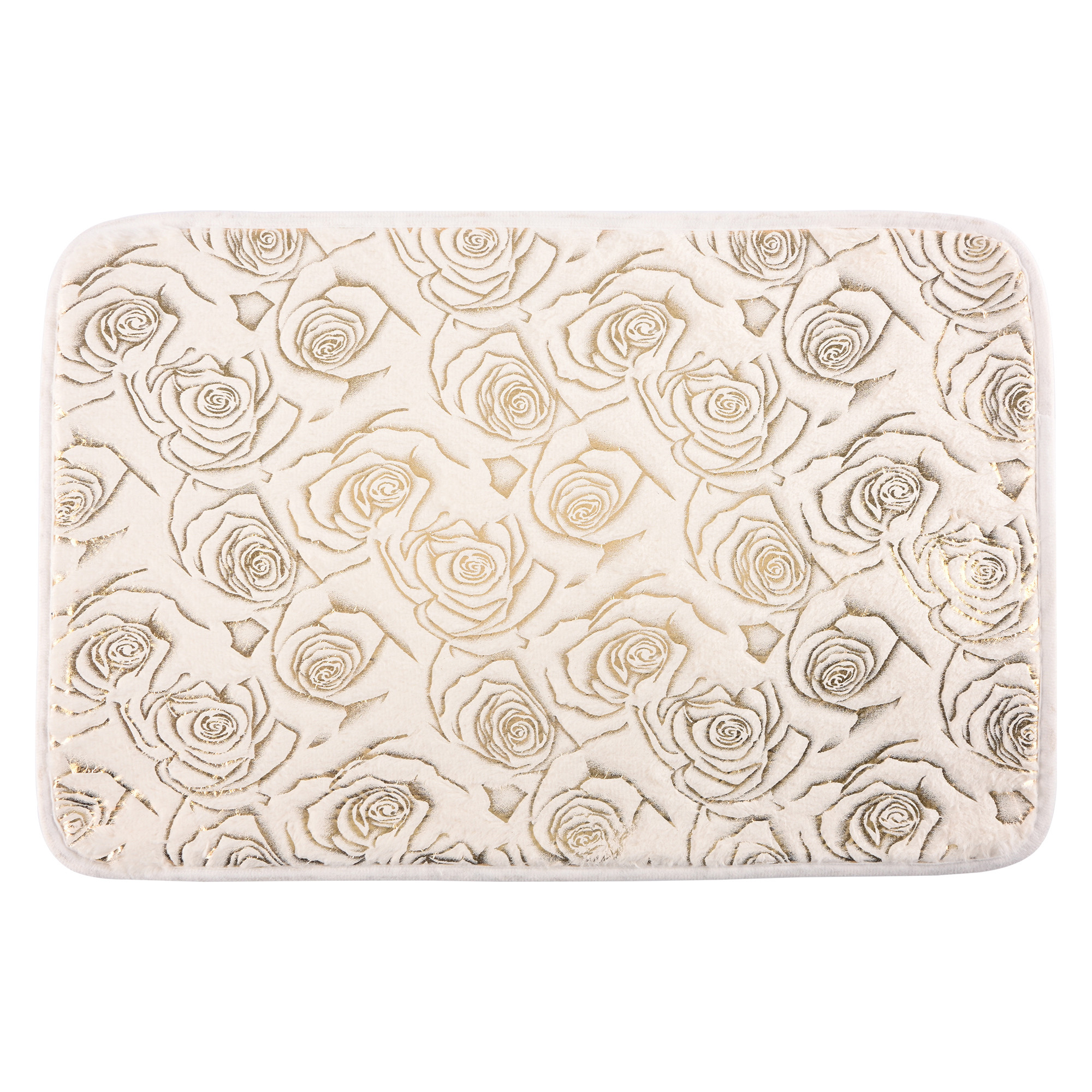 Kuber Industries Soft Anti Slip Bathroom Door MatPaidan  Durable Bathroom Foot Mat Floor Mate  Doormats for Toilet Washroom Indoor Home Mats  LX-19  Floral Design - Gold  White