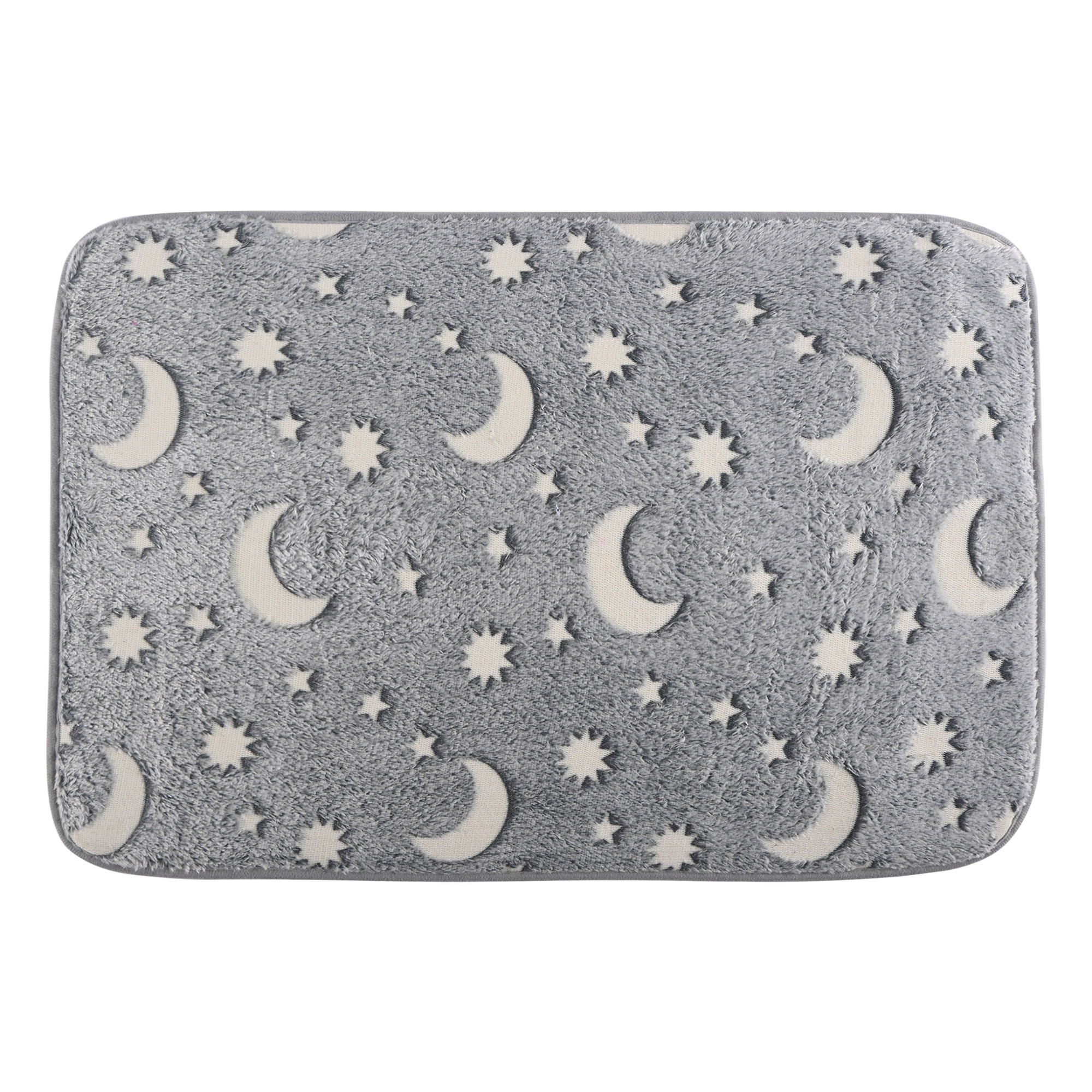 Kuber Industries Soft Anti Slip Bathroom Door MatPaidan  Durable Bathroom Foot Mat Floor Mate  Doormats for Toilet Washroom Indoor Home Mats  LX-17  Moon  Star - Grey