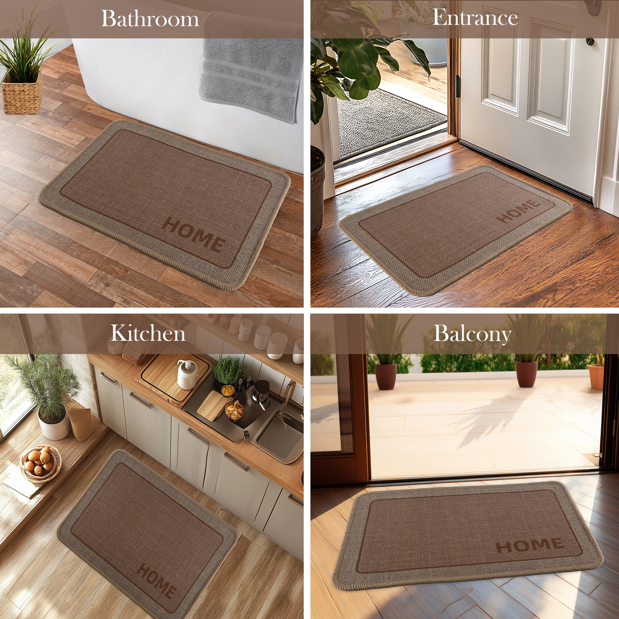 Kuber Industries Soft Anti Slip Bathroom Door MatPaidan  Durable Bathroom Foot Mat Floor Mate  Doormats for Toilet Washroom IndoorOutdoor Home Mats  LX-3  Jute Finish - Brown
