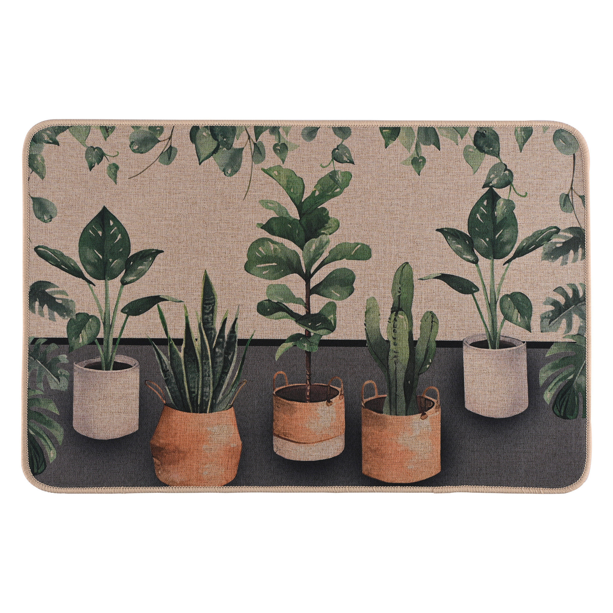 Kuber Industries Soft Anti Slip Bathroom Door MatPaidan  Durable Bathroom Foot Mat Floor Mate  Doormats for Toilet Washroom IndoorOutdoor Home Mats  LX-4  Plant Print - Brown