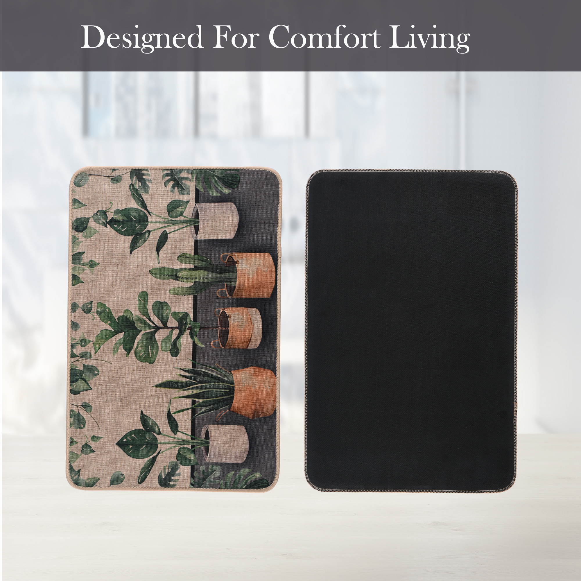 Kuber Industries Soft Anti Slip Bathroom Door MatPaidan  Durable Bathroom Foot Mat Floor Mate  Doormats for Toilet Washroom IndoorOutdoor Home Mats  LX-4  Plant Print - Brown