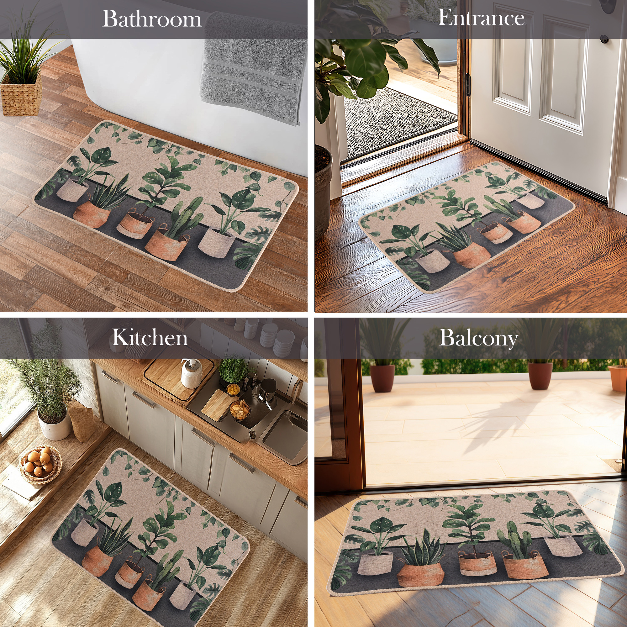 Kuber Industries Soft Anti Slip Bathroom Door MatPaidan  Durable Bathroom Foot Mat Floor Mate  Doormats for Toilet Washroom IndoorOutdoor Home Mats  LX-4  Plant Print - Brown
