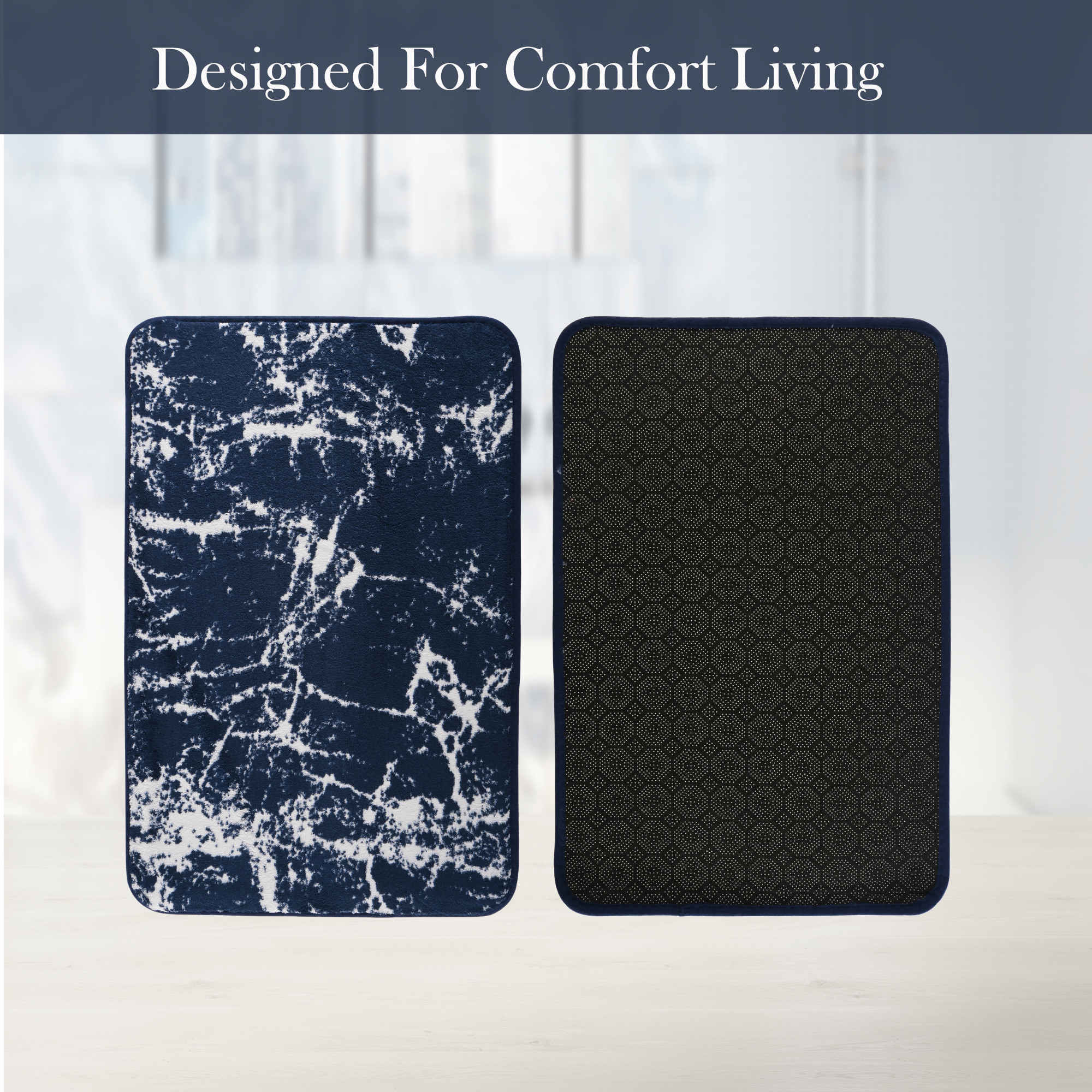 Kuber Industries Soft Anti Slip Bathroom Door MatPaidan  Durable Bathroom Foot Mat Floor Mate  Doormats for Toilet Washroom IndoorOutdoor Home Mats  LX-18  Navy Blue