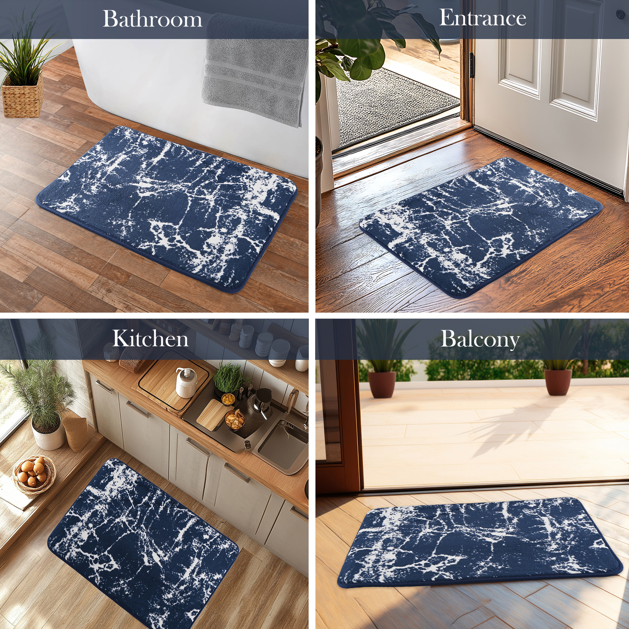 Kuber Industries Soft Anti Slip Bathroom Door MatPaidan  Durable Bathroom Foot Mat Floor Mate  Doormats for Toilet Washroom IndoorOutdoor Home Mats  LX-18  Navy Blue