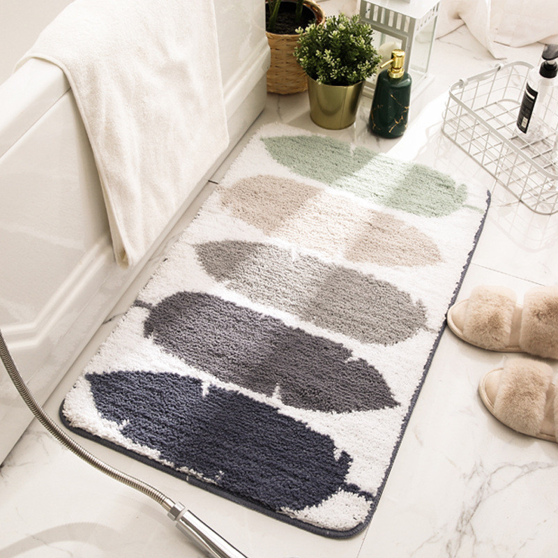 Kuber Industries Soft Bathroom Mat|Anti-Slip Mat For Bathroom Floor|Feather Design With TPR Backing|Foot Mats For Home, Living Room, Bedroom (Multi)